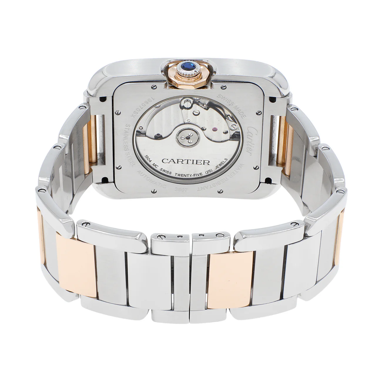Cartier Stainless Steel 18K Rose Gold Tank Anglaise XL W5310006 - Image 2