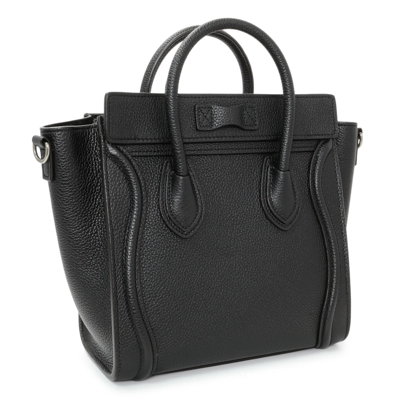 Celine Black Drummed Calfskin Nano Luggage Tote - Image 2