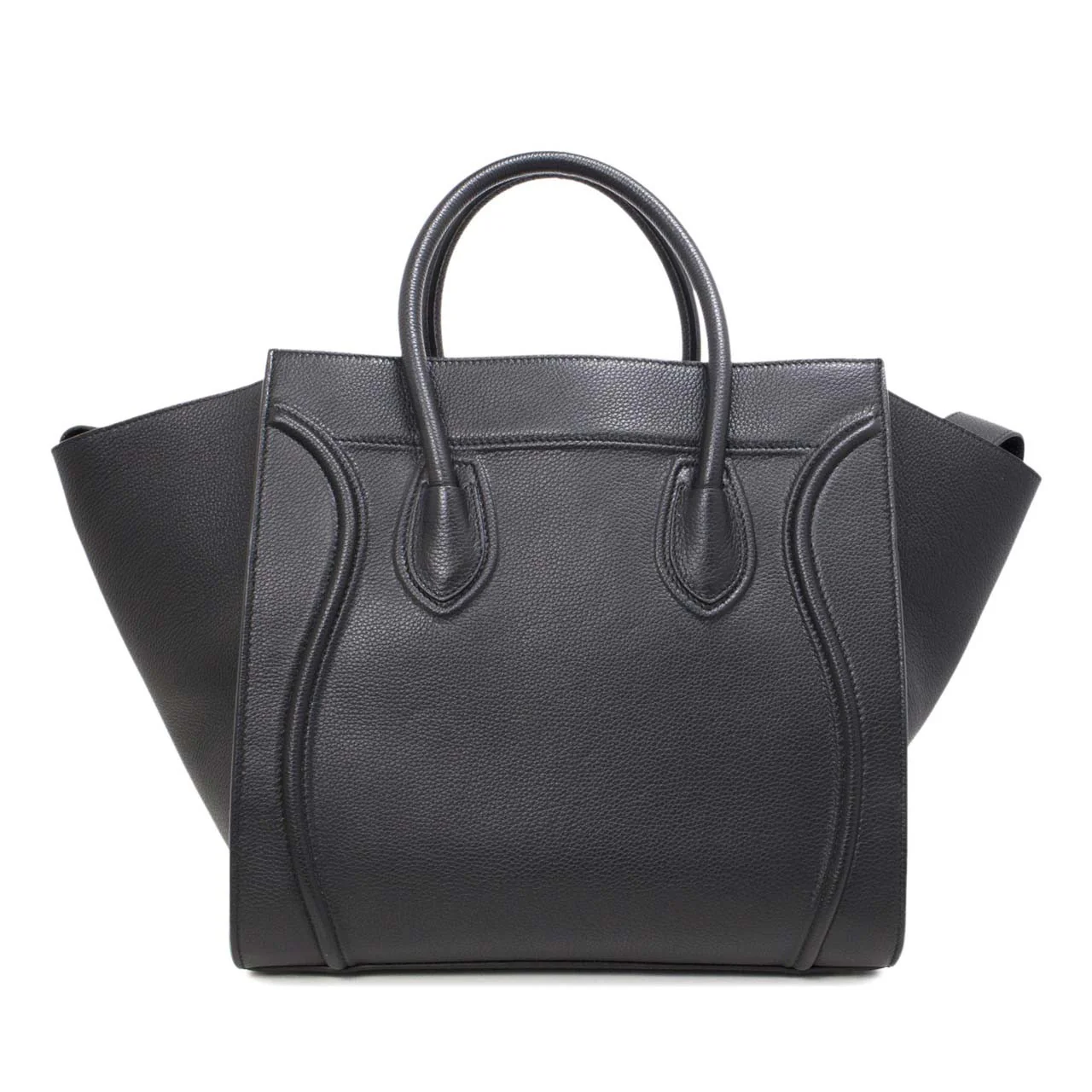 Celine Black Grained Calfskin Medium Phantom Luggage Tote - Image 11