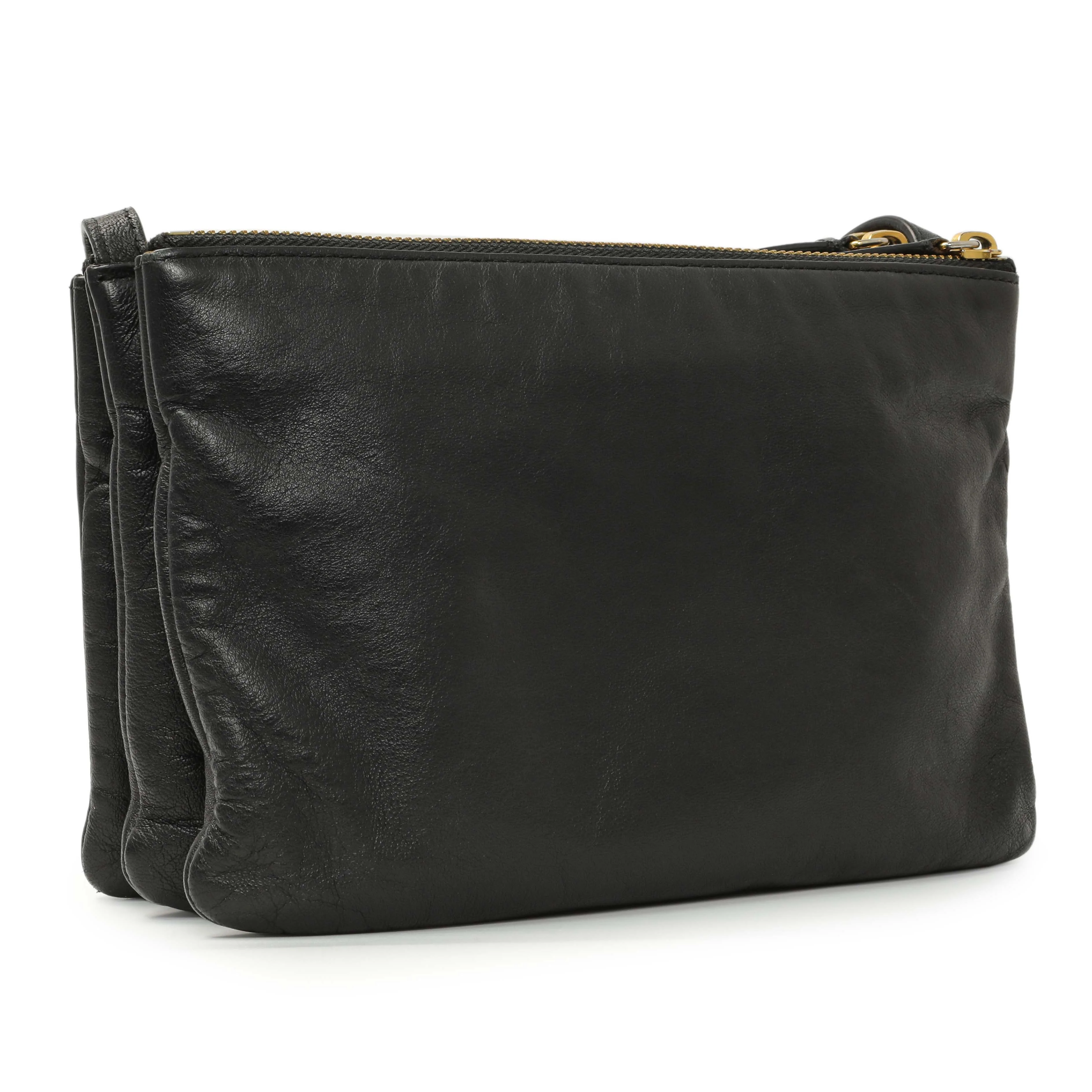 Celine Black Lambskin Small Trio Crossbody - Image 3