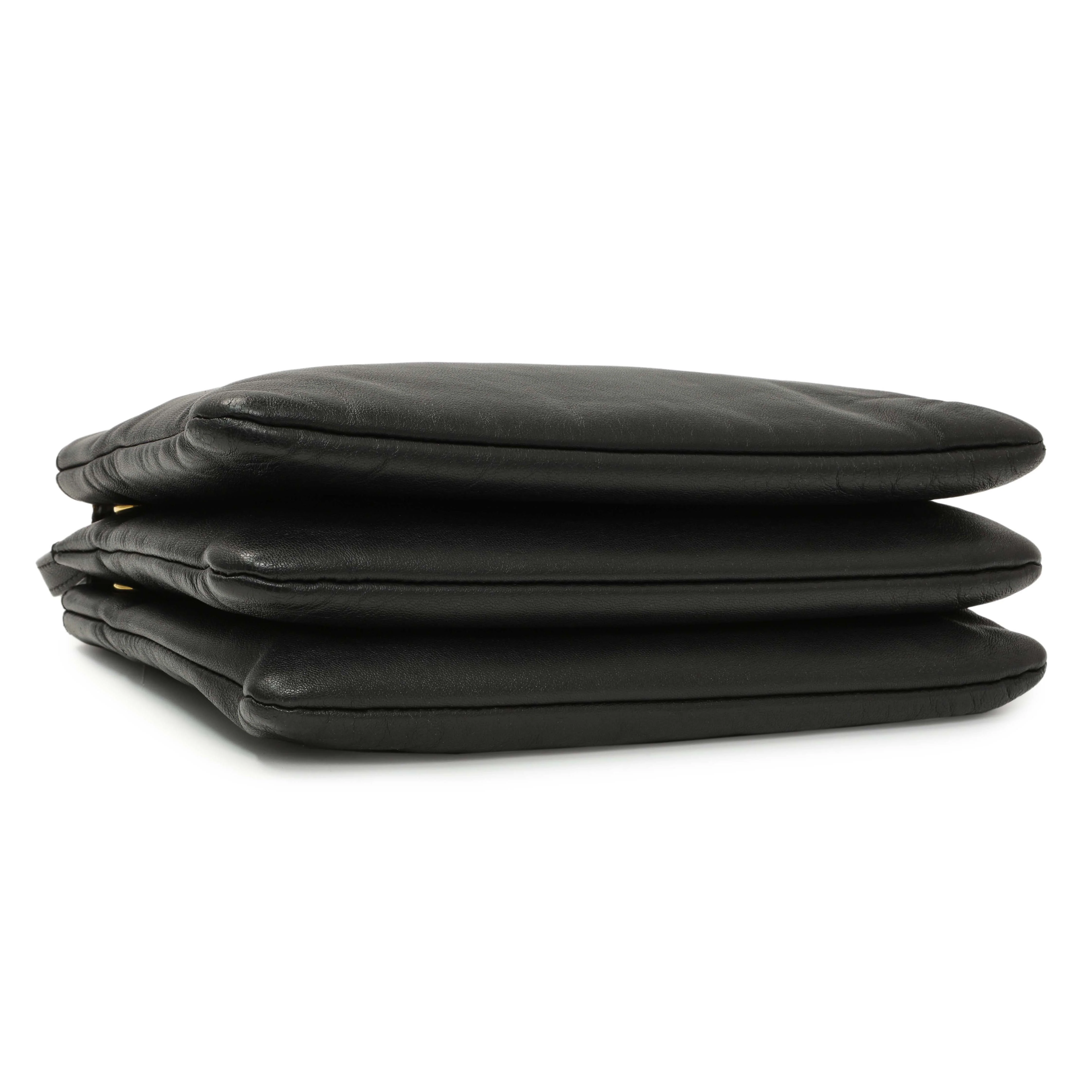 Celine Black Lambskin Small Trio Crossbody - Image 4