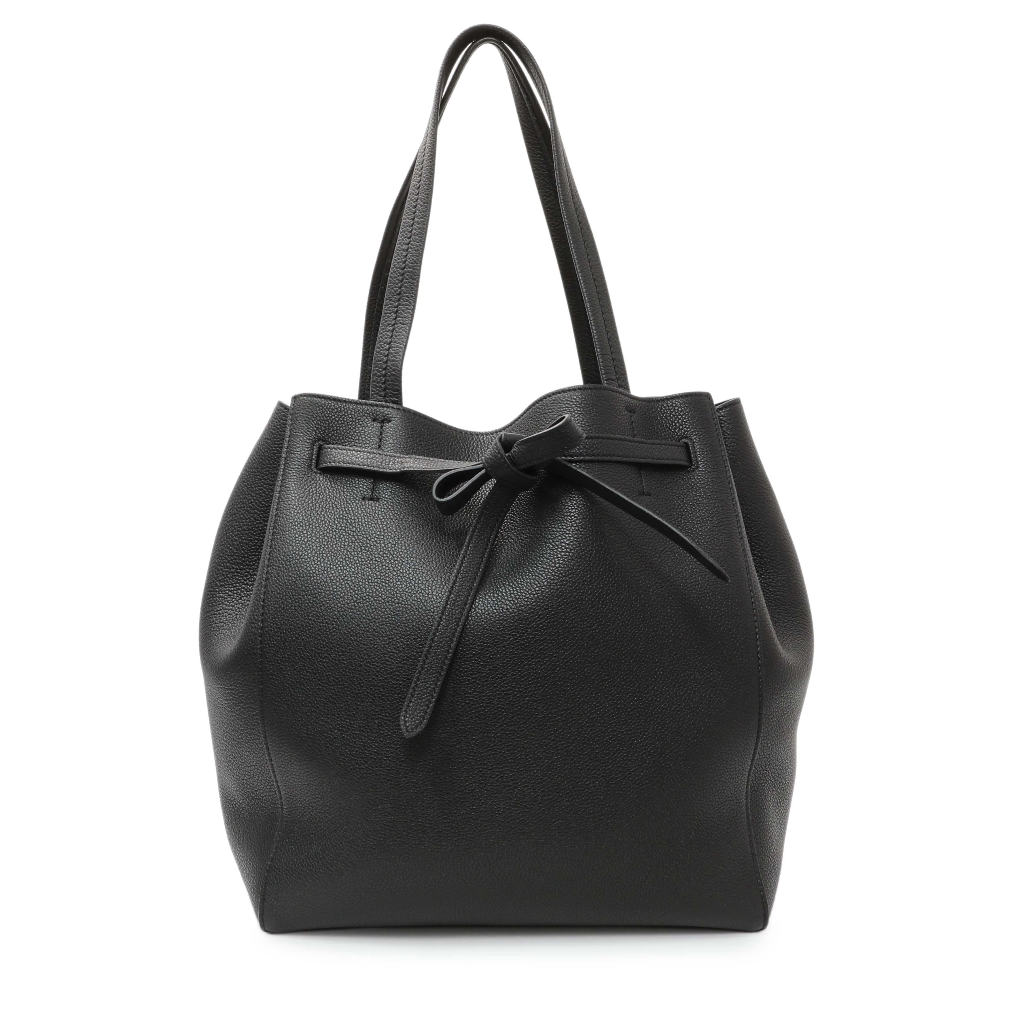 Celine Black Soft Grained Calfskin Medium Belt Cabas Phantom