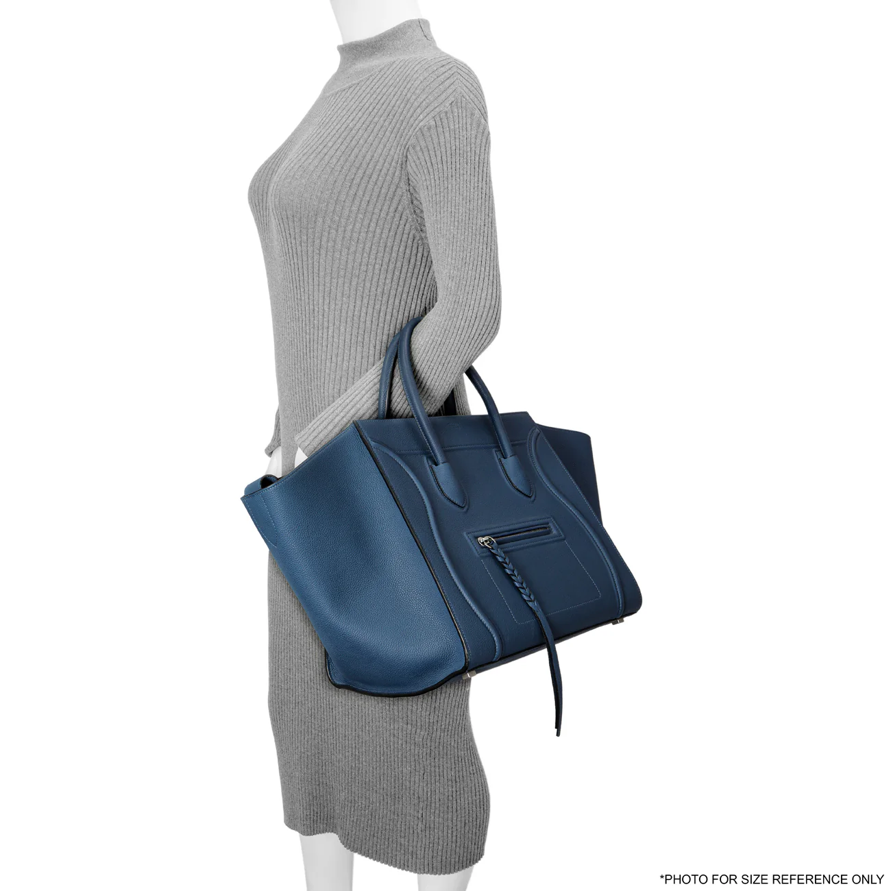 Celine Blue Grained Calfskin Medium Phantom Luggage - Image 12