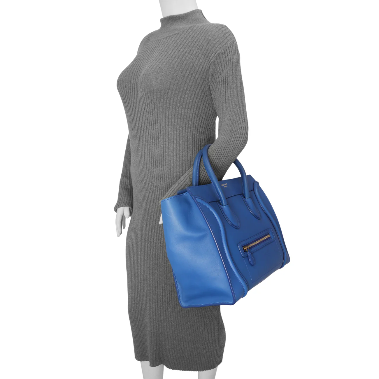 Celine Blue Smooth Calfskin Mini Luggage Tote - Image 14