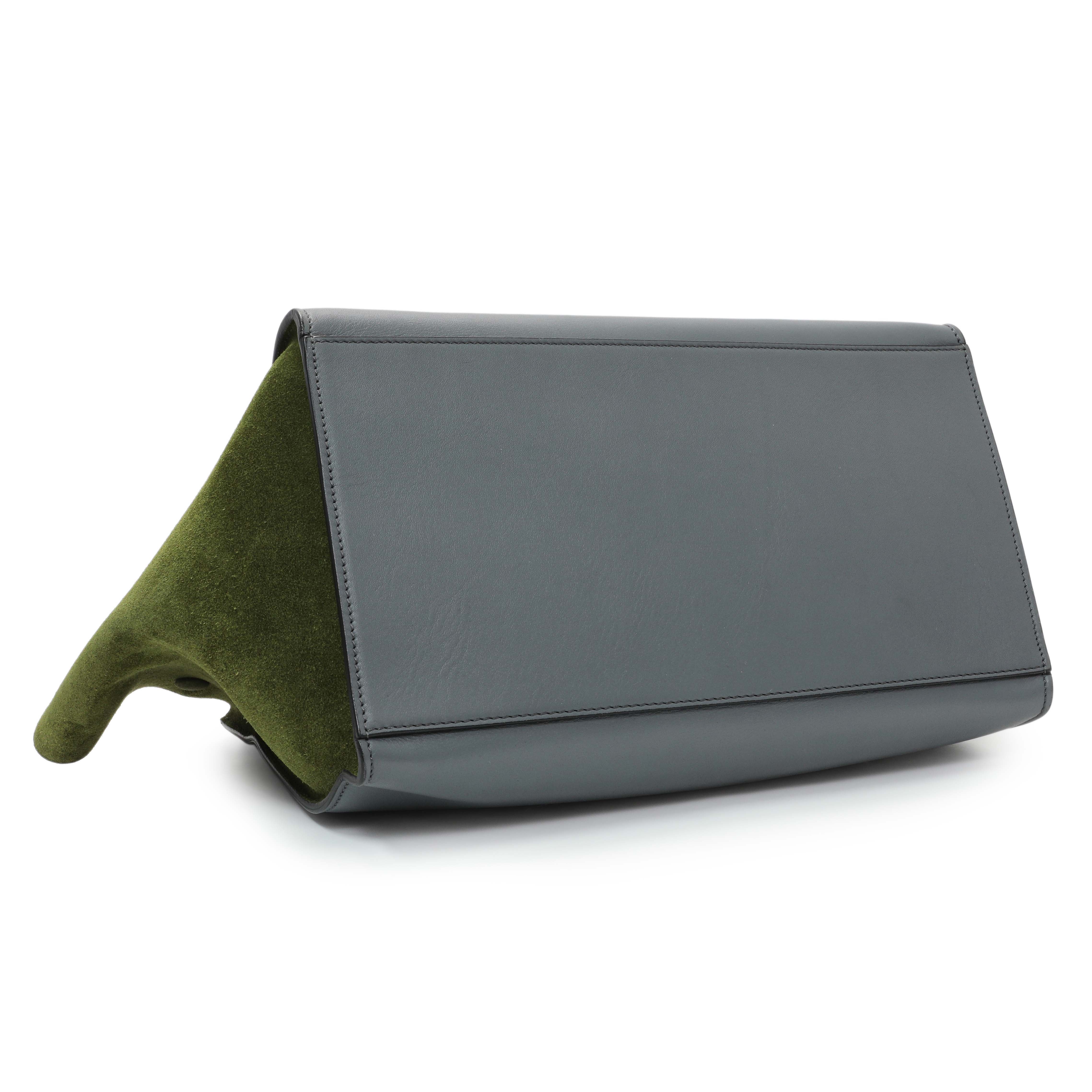 Celine Calfskin Suede Tri-Color Medium Trapeze - Image 3