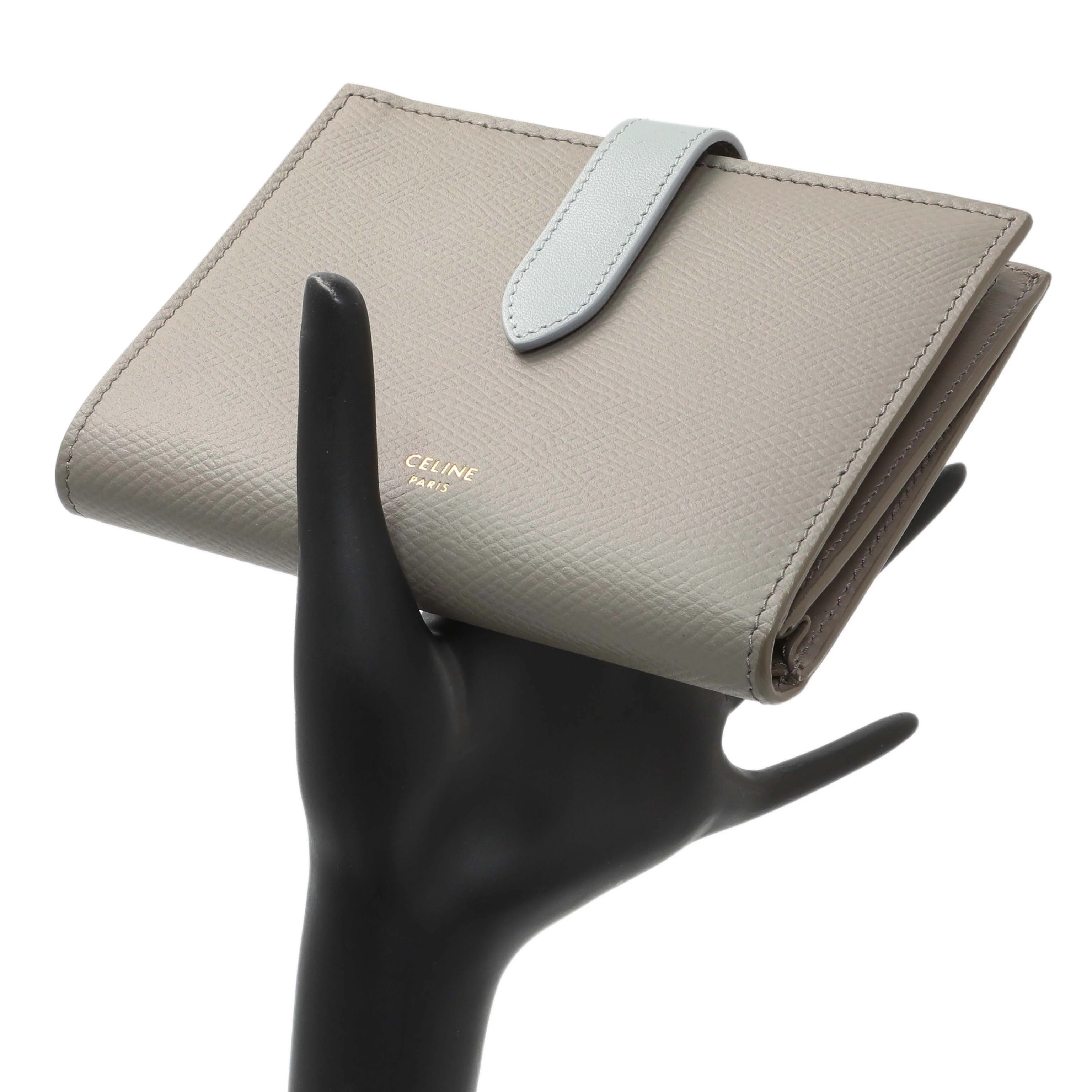 Celine Grey Grained Calfskin Medium Multifunction Strap Wallet - Image 7
