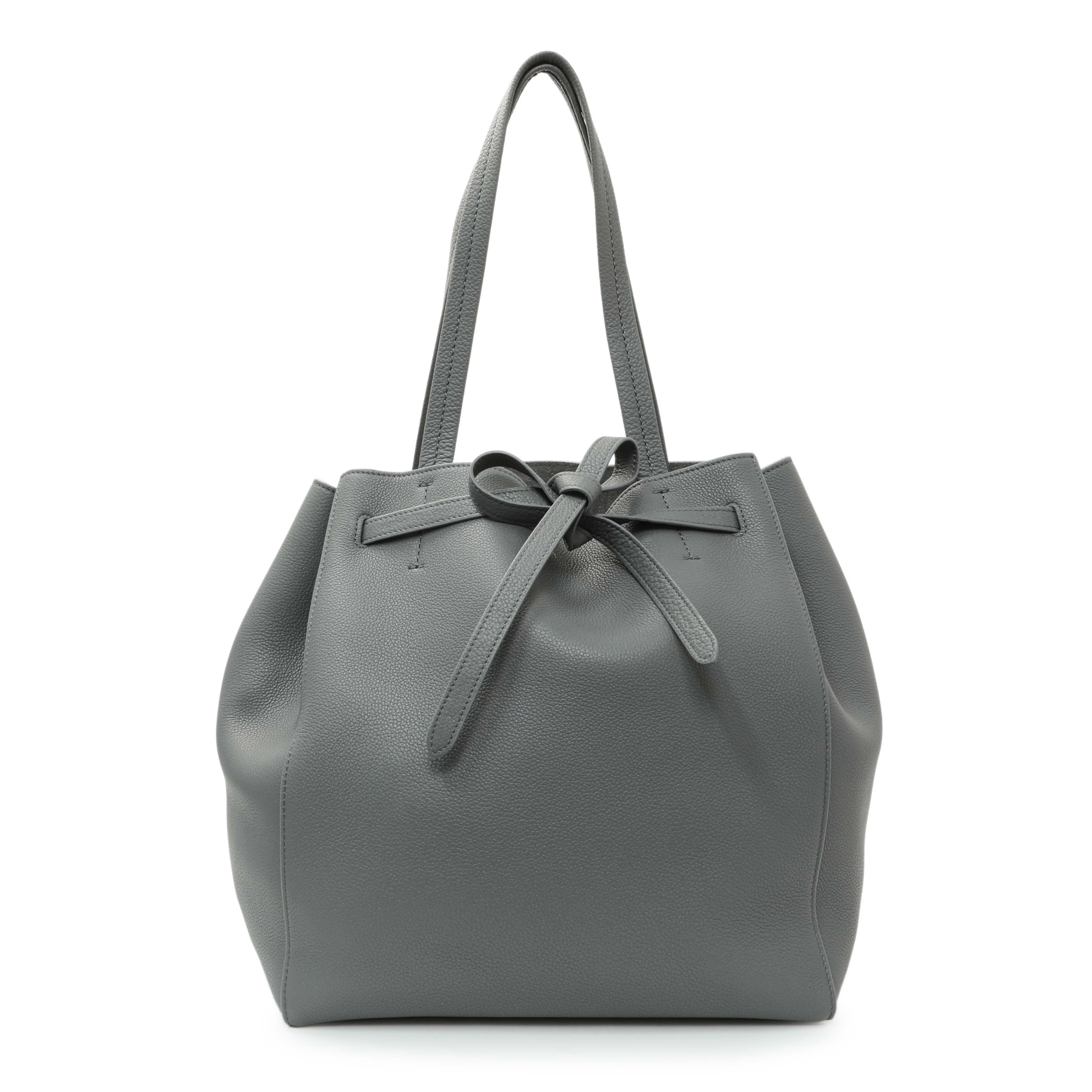 Celine Grey Soft Grained Calfskin Medium Belt Cabas Phantom