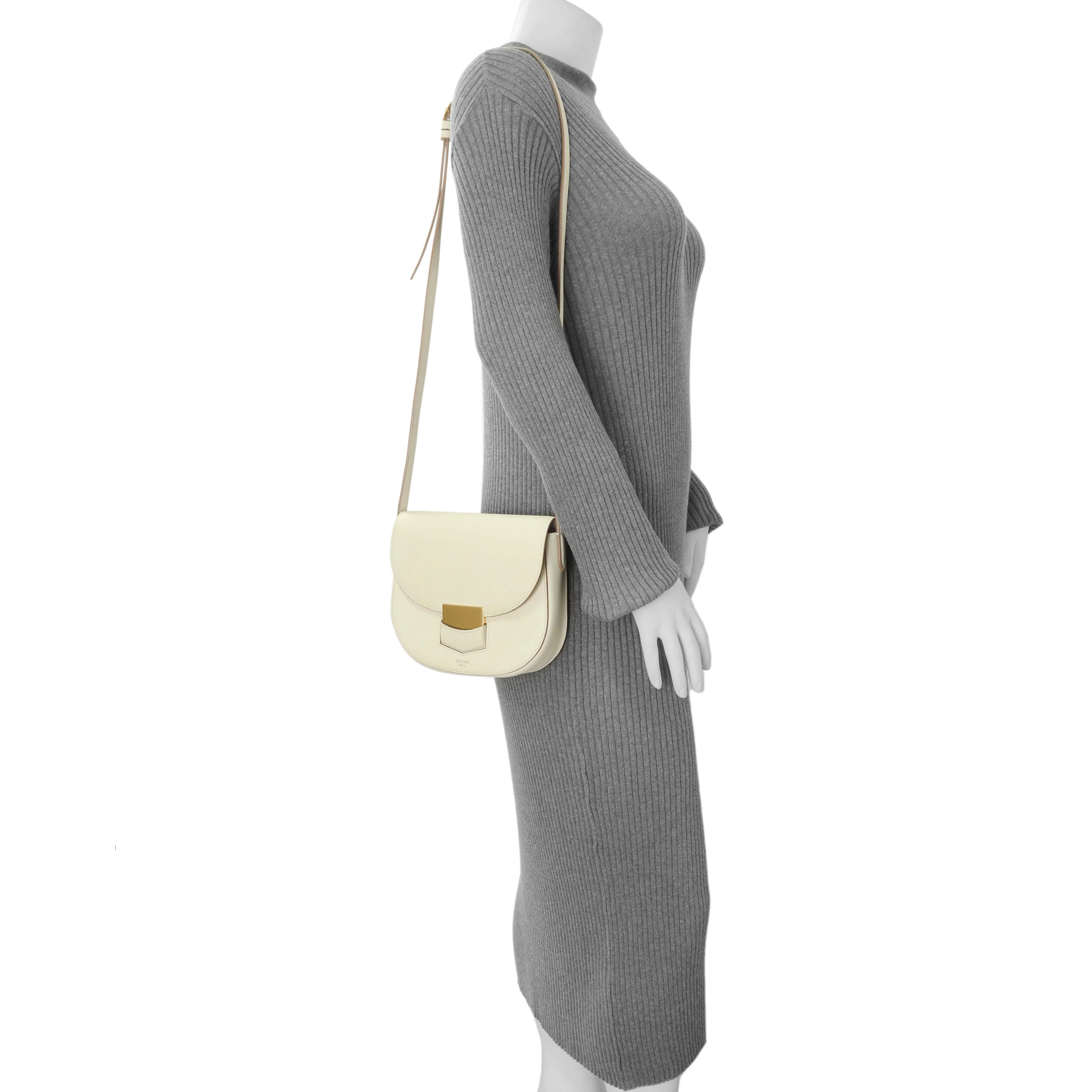 Celine Ivory Grained Calfskin Small Trotteur - Image 10