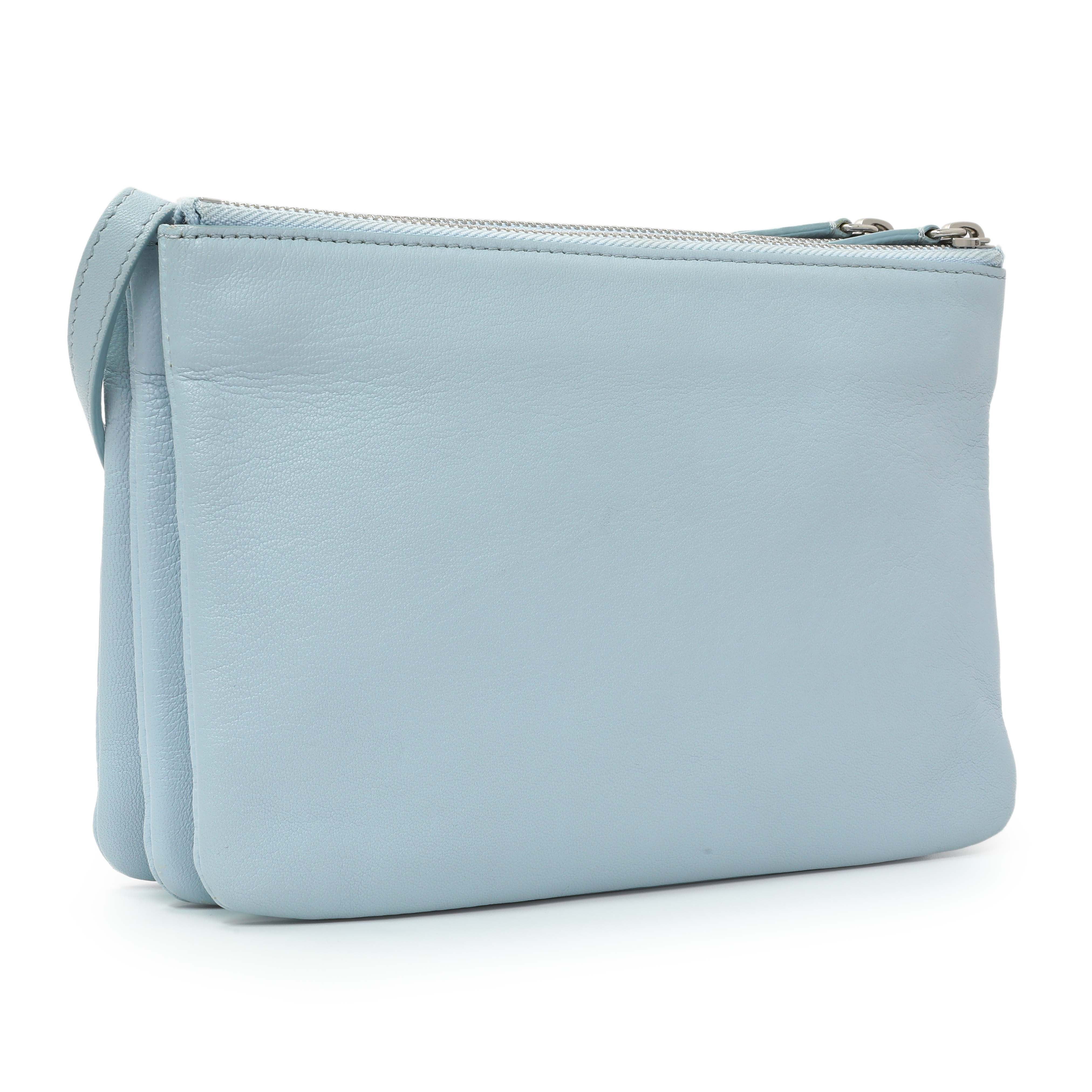 Celine Light Blue Lambskin Small Trio Crossbody Bag - Image 2