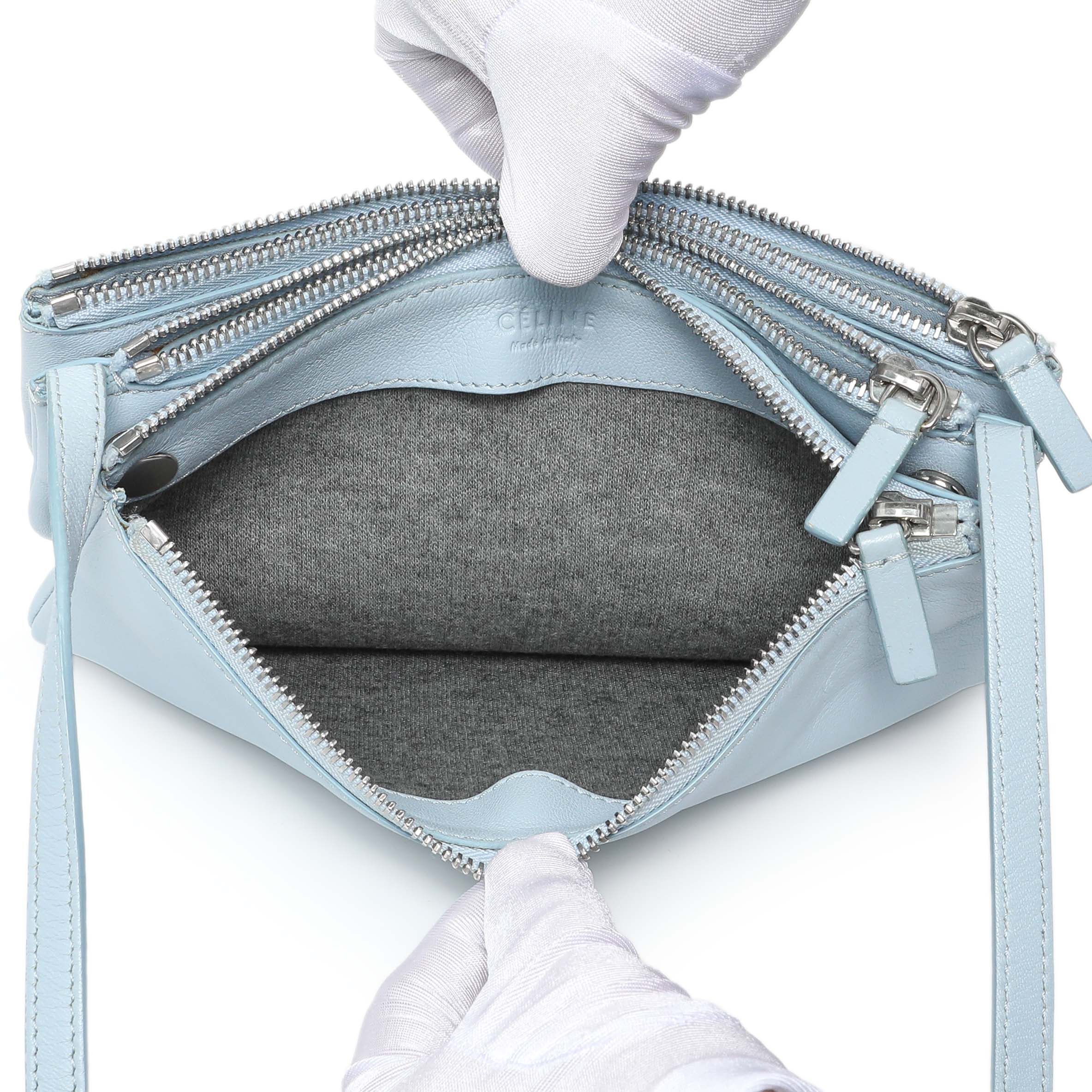 Celine Light Blue Lambskin Small Trio Crossbody Bag - Image 8