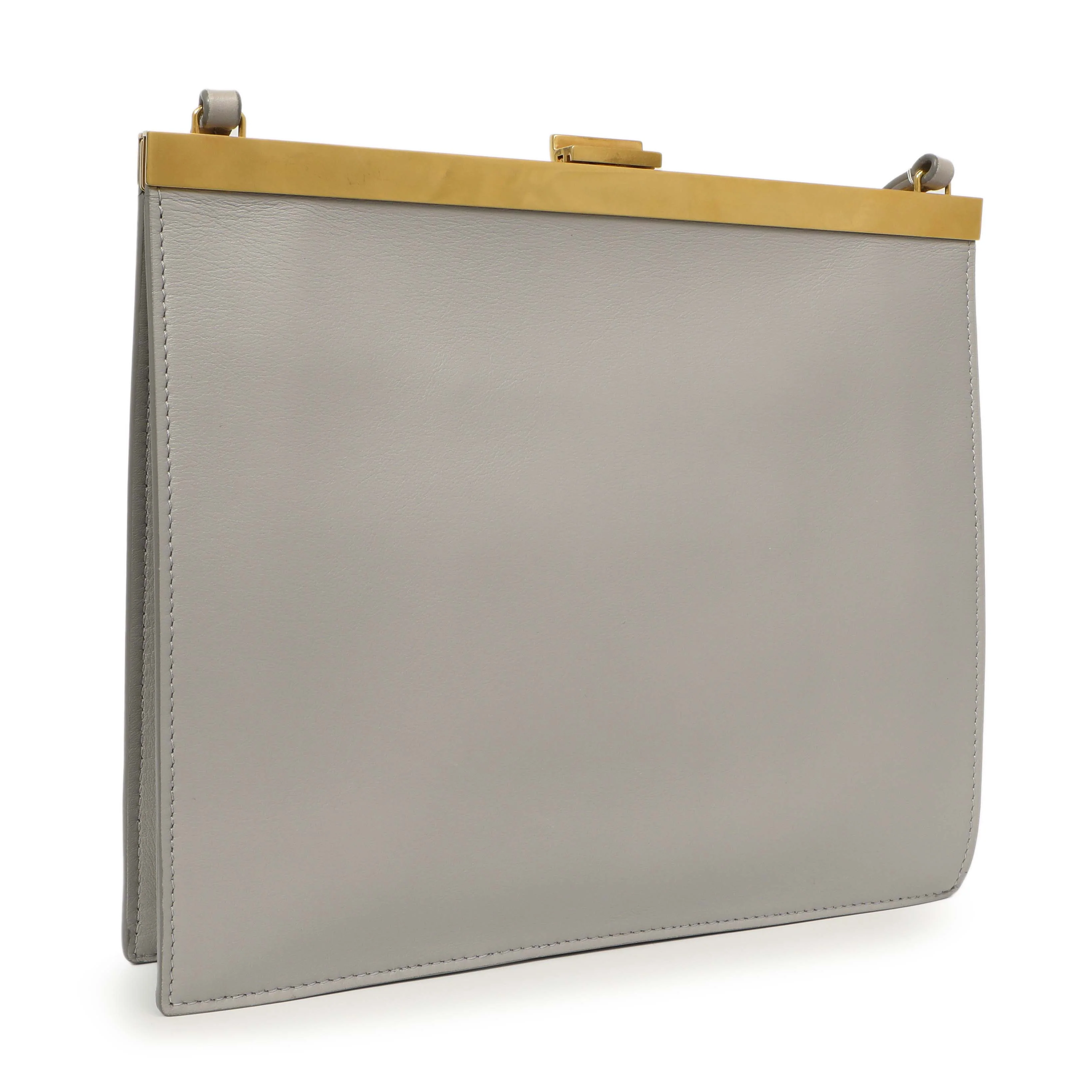 Celine Light Grey Smooth Calfskin Mini Clasp Bag - Image 3