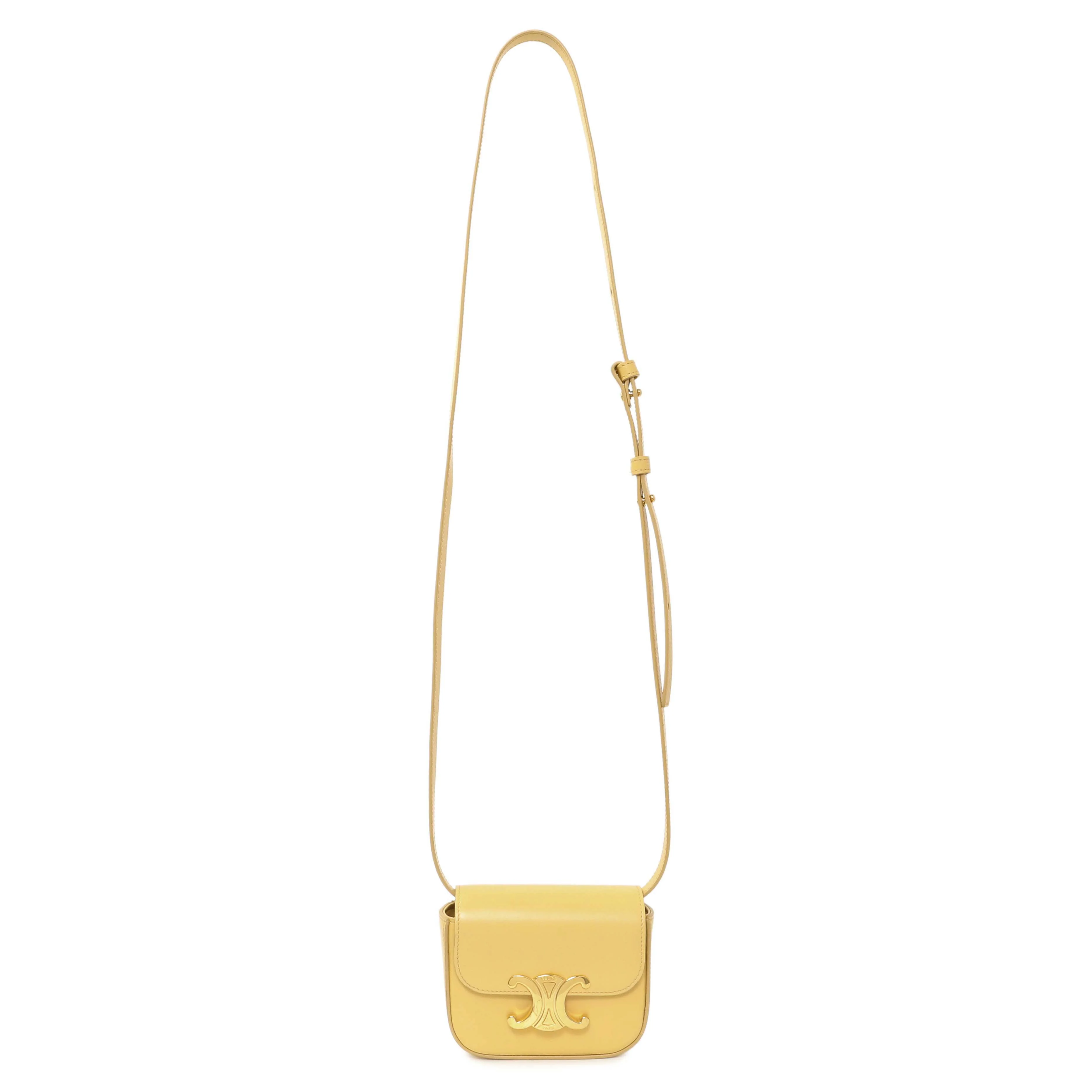 Celine Light Yellow Shiny Calfskin Mini Claude