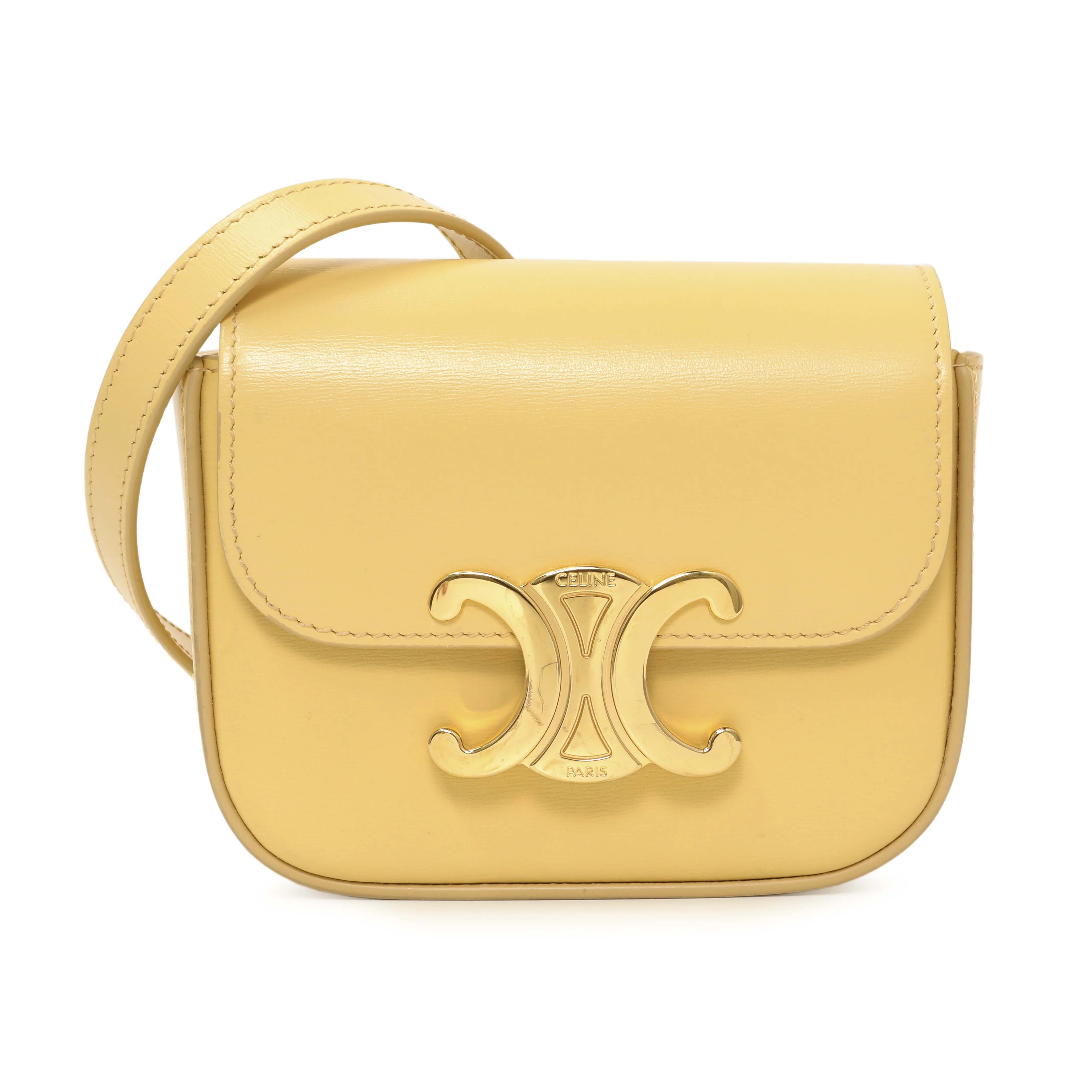 Celine Light Yellow Shiny Calfskin Mini Claude - Image 2
