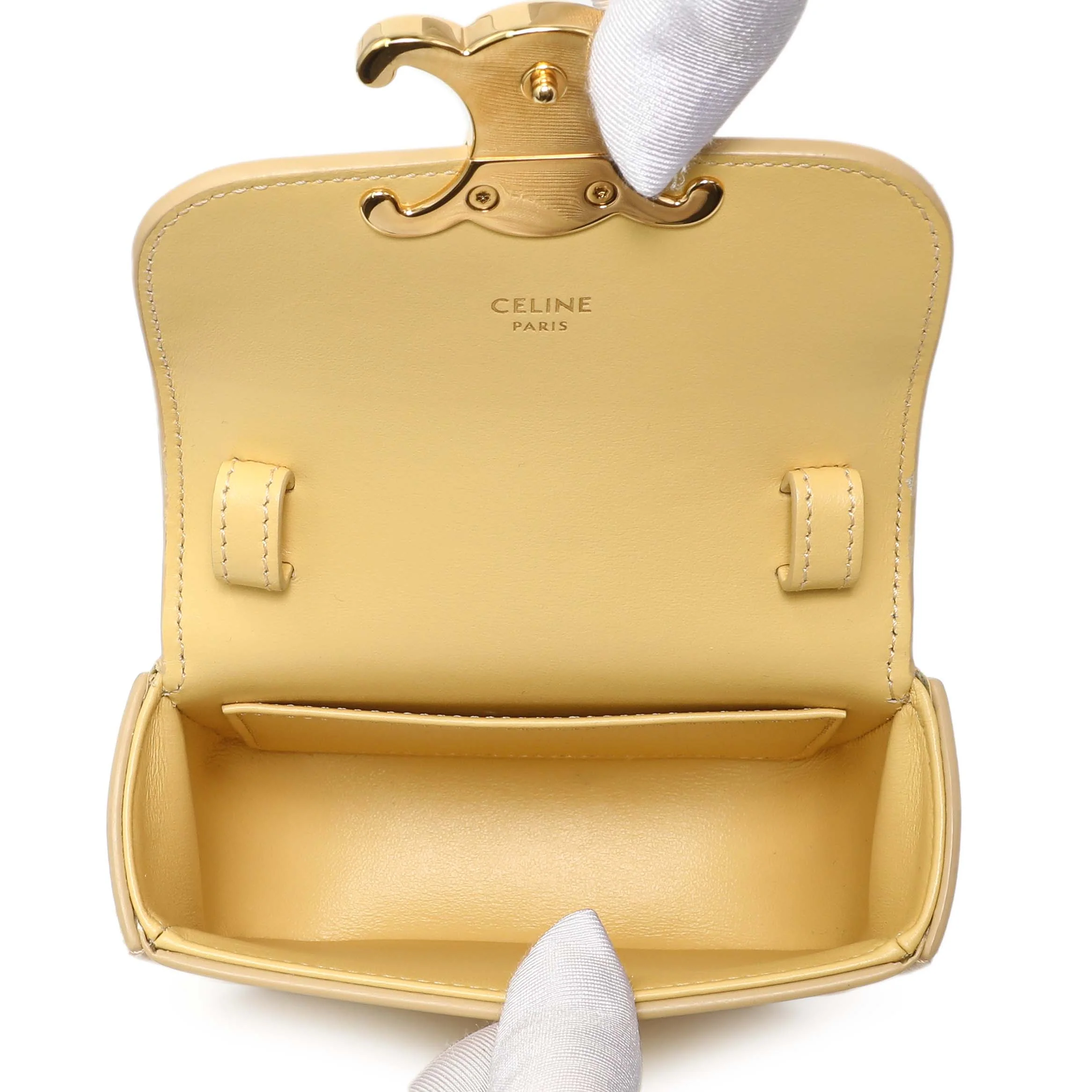 Celine Light Yellow Shiny Calfskin Mini Claude - Image 5
