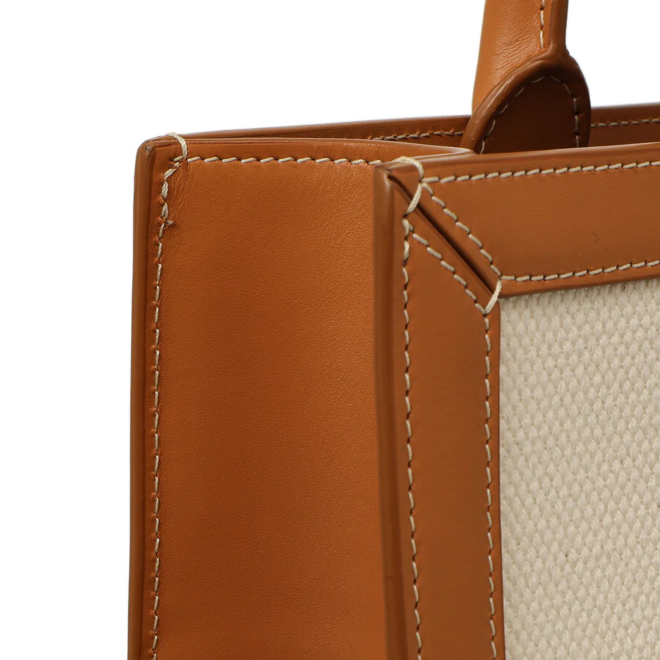 Celine Natural Tan Canvas Calfskin Logo Print Small Vertical Cabas - Image 8