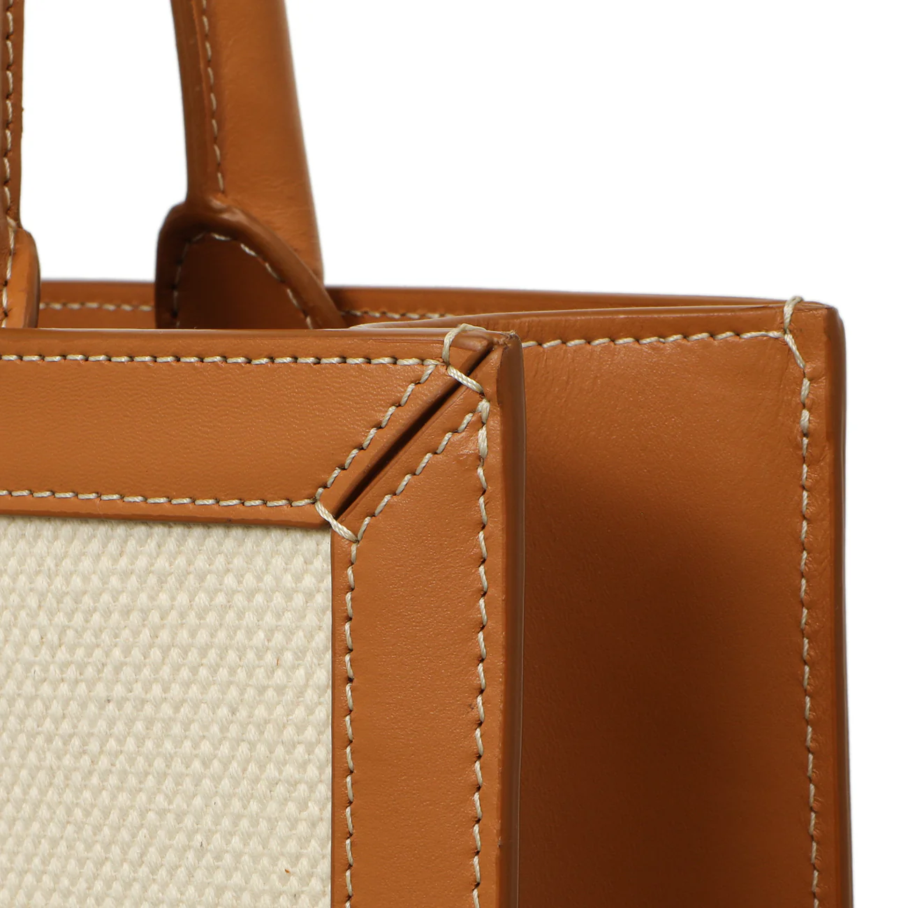 Celine Natural Tan Canvas Calfskin Logo Print Small Vertical Cabas - Image 9