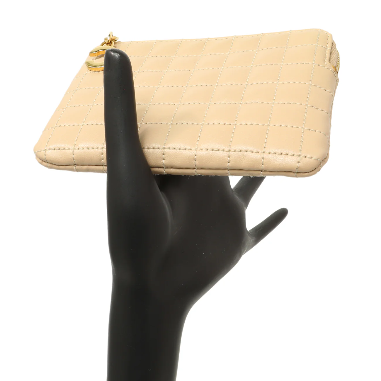 Celine Nude Calfskin Quilted C Charm Coin Card Pouch - Image 8