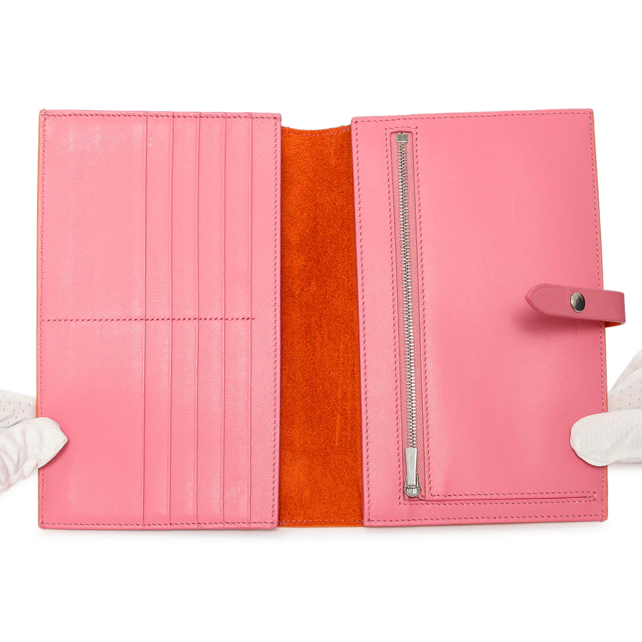 Celine Orange Grained Calfskin Large Multifunction Strap Wallet - Image 4