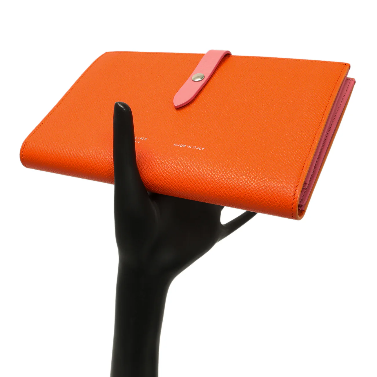 Celine Orange Grained Calfskin Large Multifunction Strap Wallet - Image 7