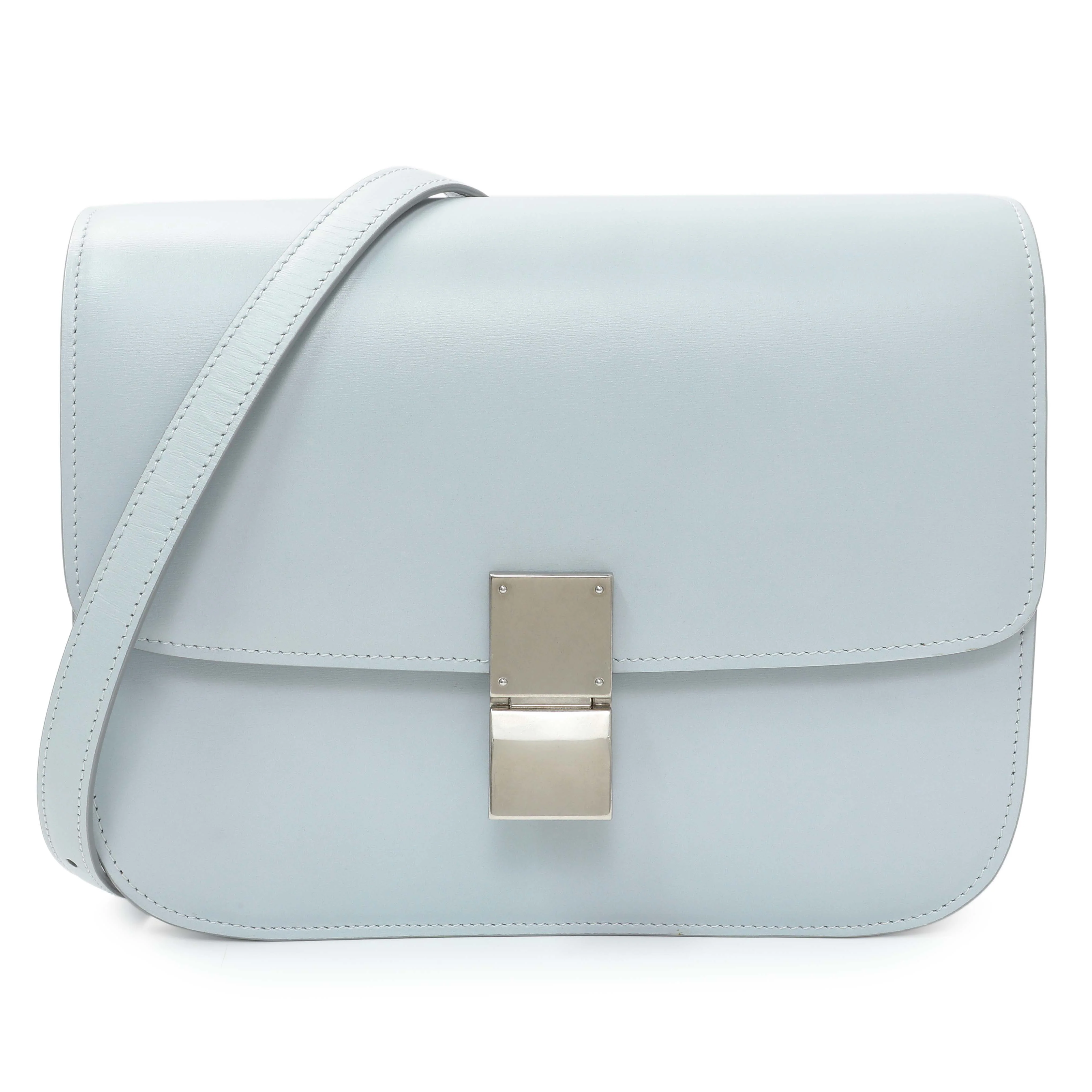 Celine Pale Blue Box Calfskin Medium Classic Flap