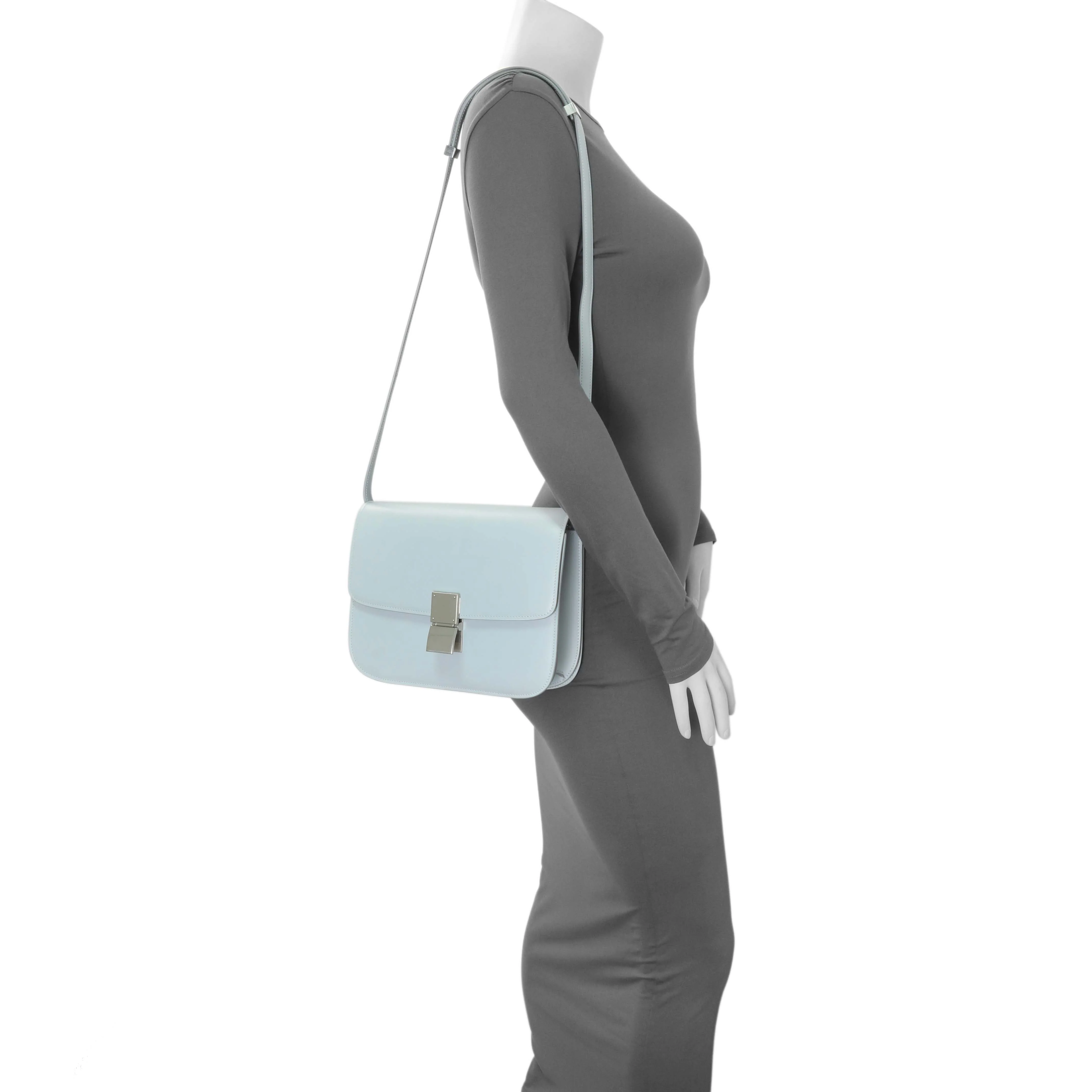 Celine Pale Blue Box Calfskin Medium Classic Flap - Image 9
