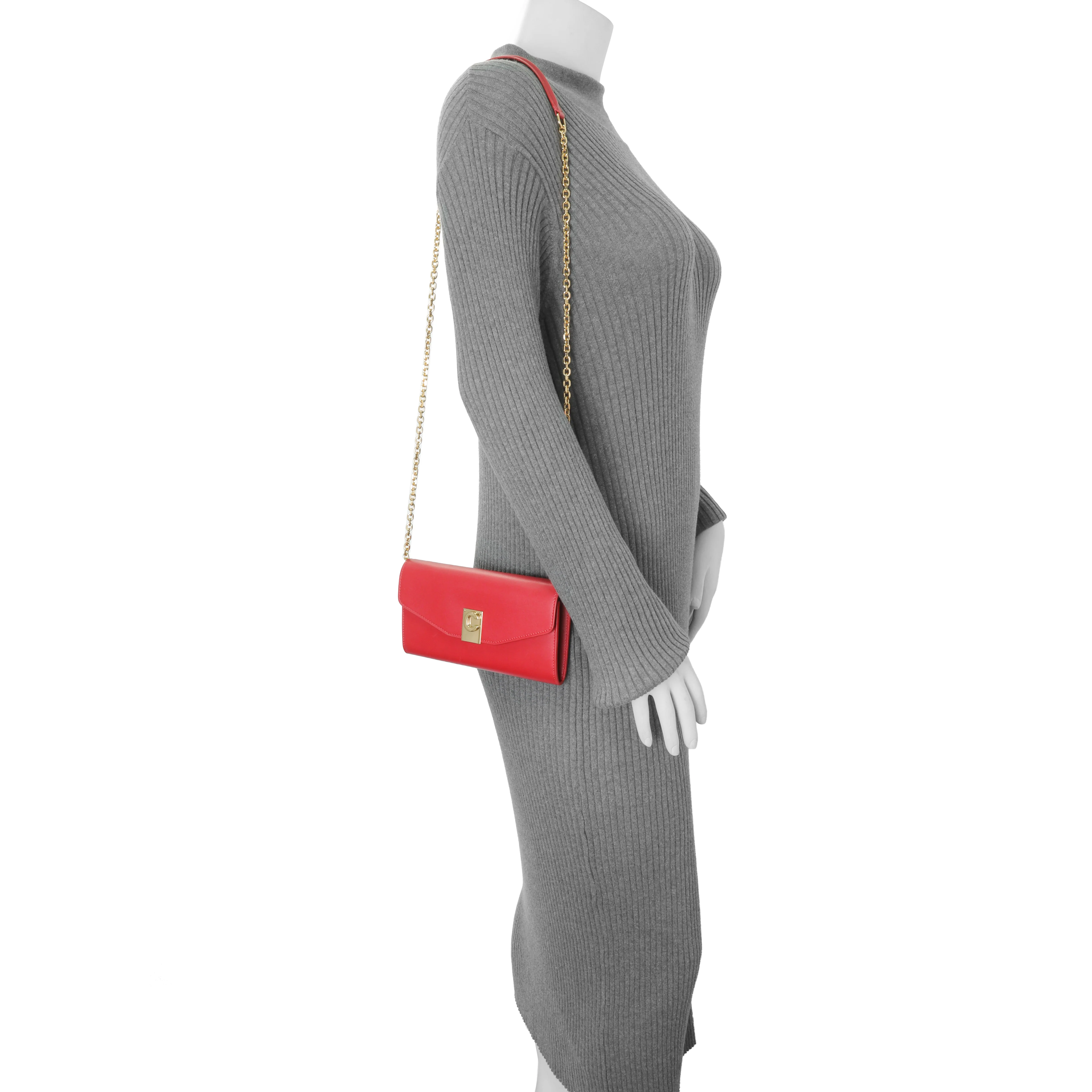 Celine Red Calfskin C Wallet on Chain - Image 15