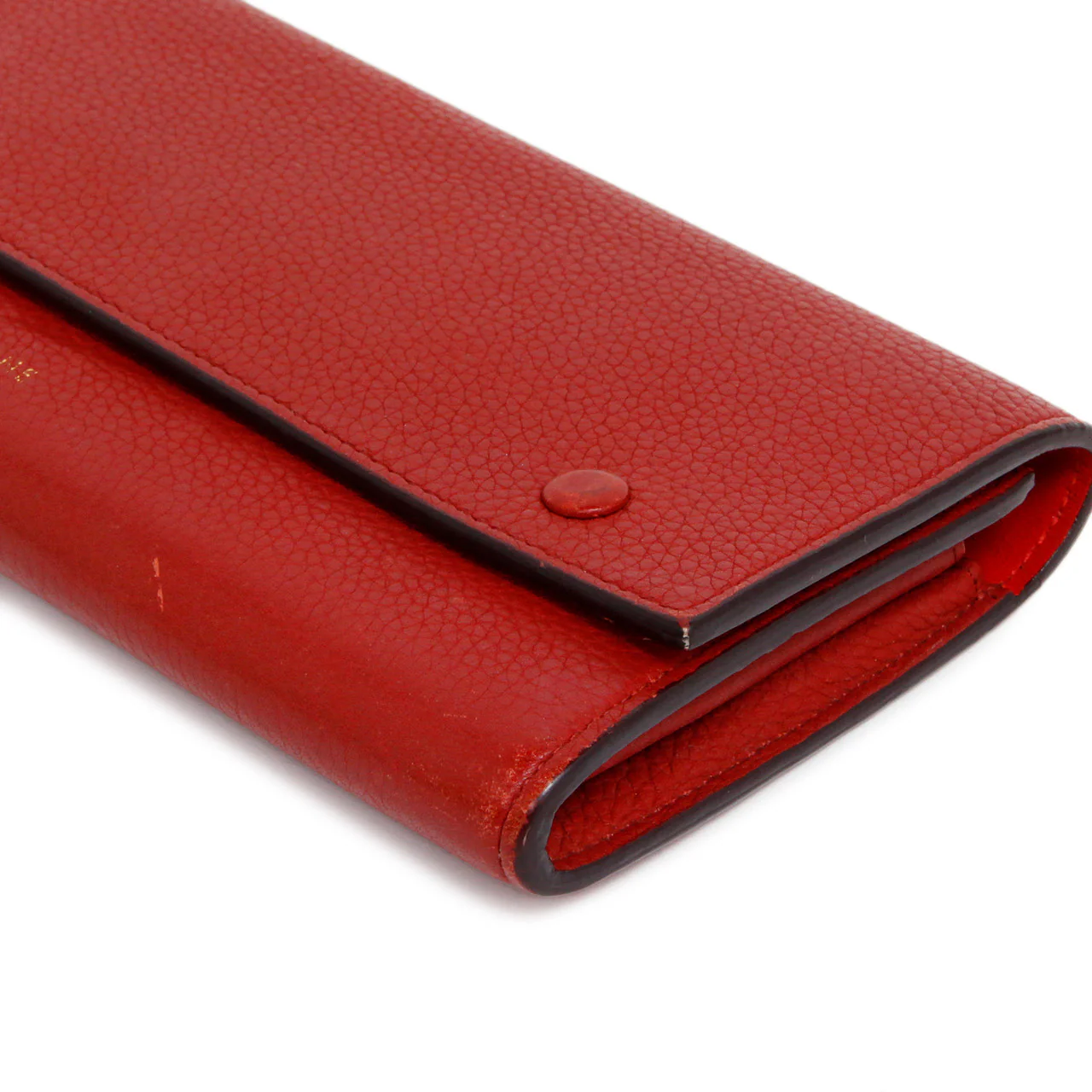 Celine Red Drummed Calfskin Large Multifunction Flap Wallet - Image 5