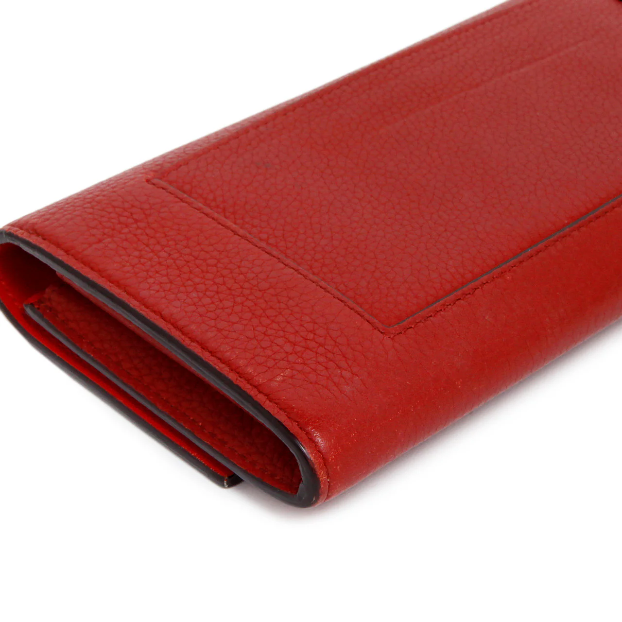 Celine Red Drummed Calfskin Large Multifunction Flap Wallet - Image 6