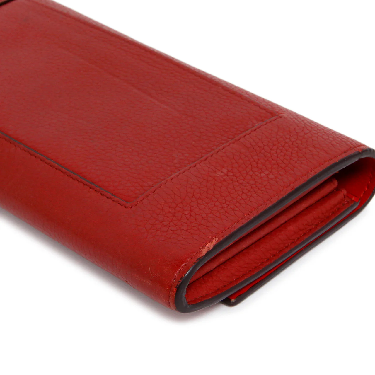 Celine Red Drummed Calfskin Large Multifunction Flap Wallet - Image 7