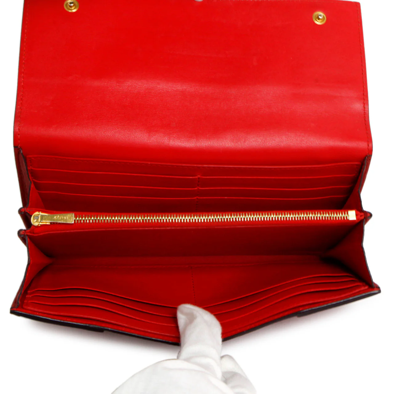 Celine Red Drummed Calfskin Large Multifunction Flap Wallet - Image 8