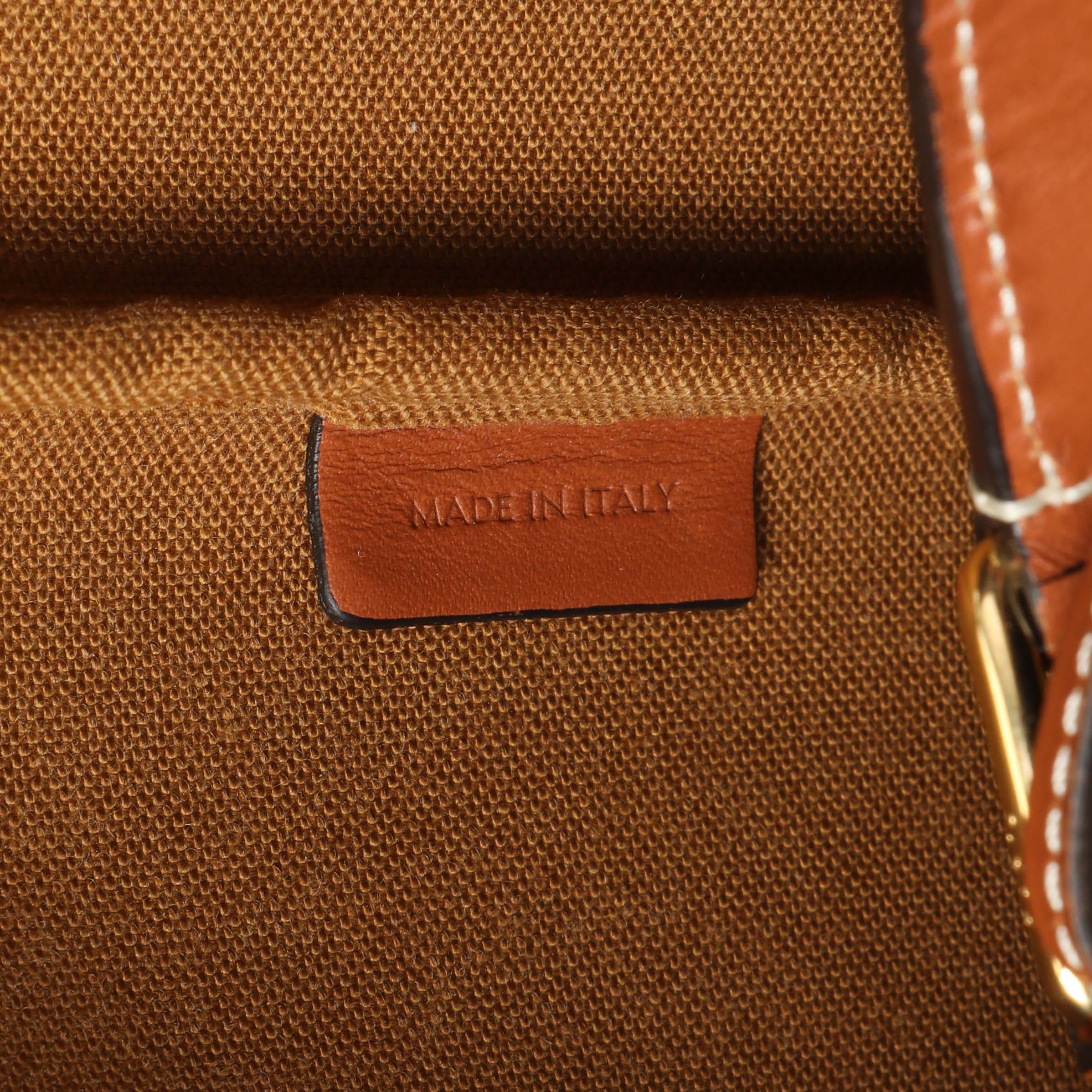 Celine Tan Triomphe Canvas Calfskin Medium Bucket Bag - Image 10