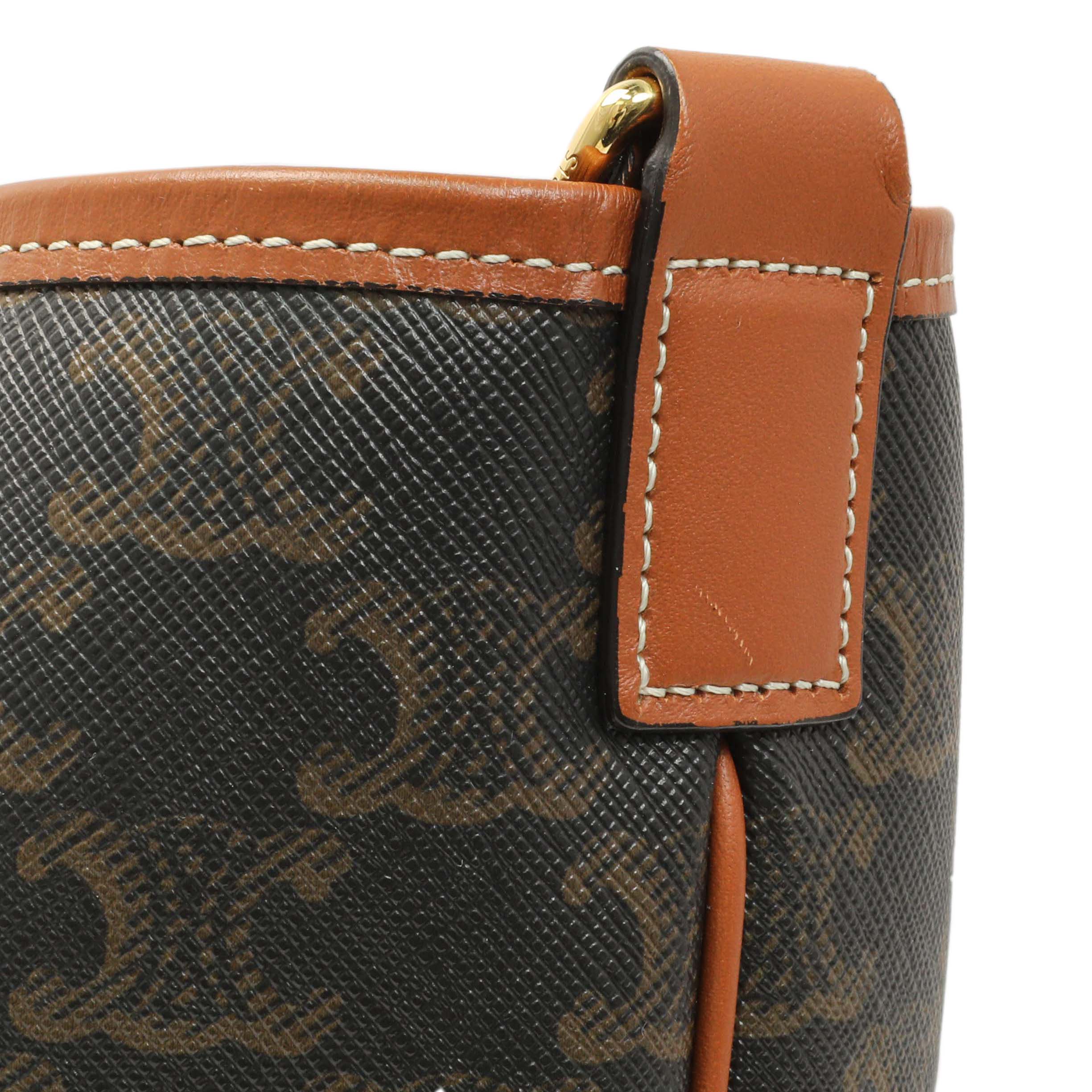 Celine Tan Triomphe Canvas Calfskin Medium Bucket Bag - Image 12