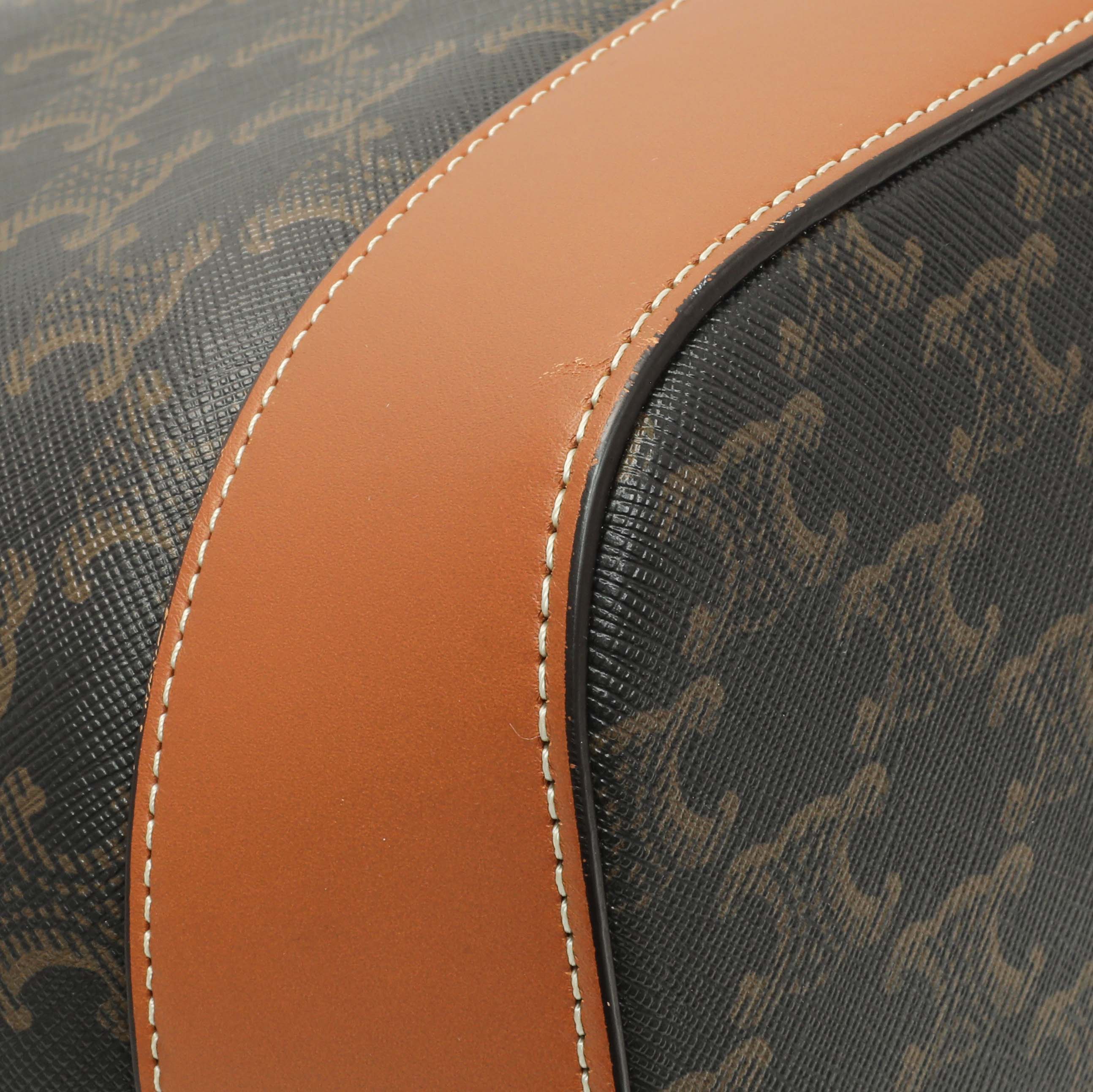 Celine Tan Triomphe Canvas Calfskin Medium Bucket Bag - Image 6