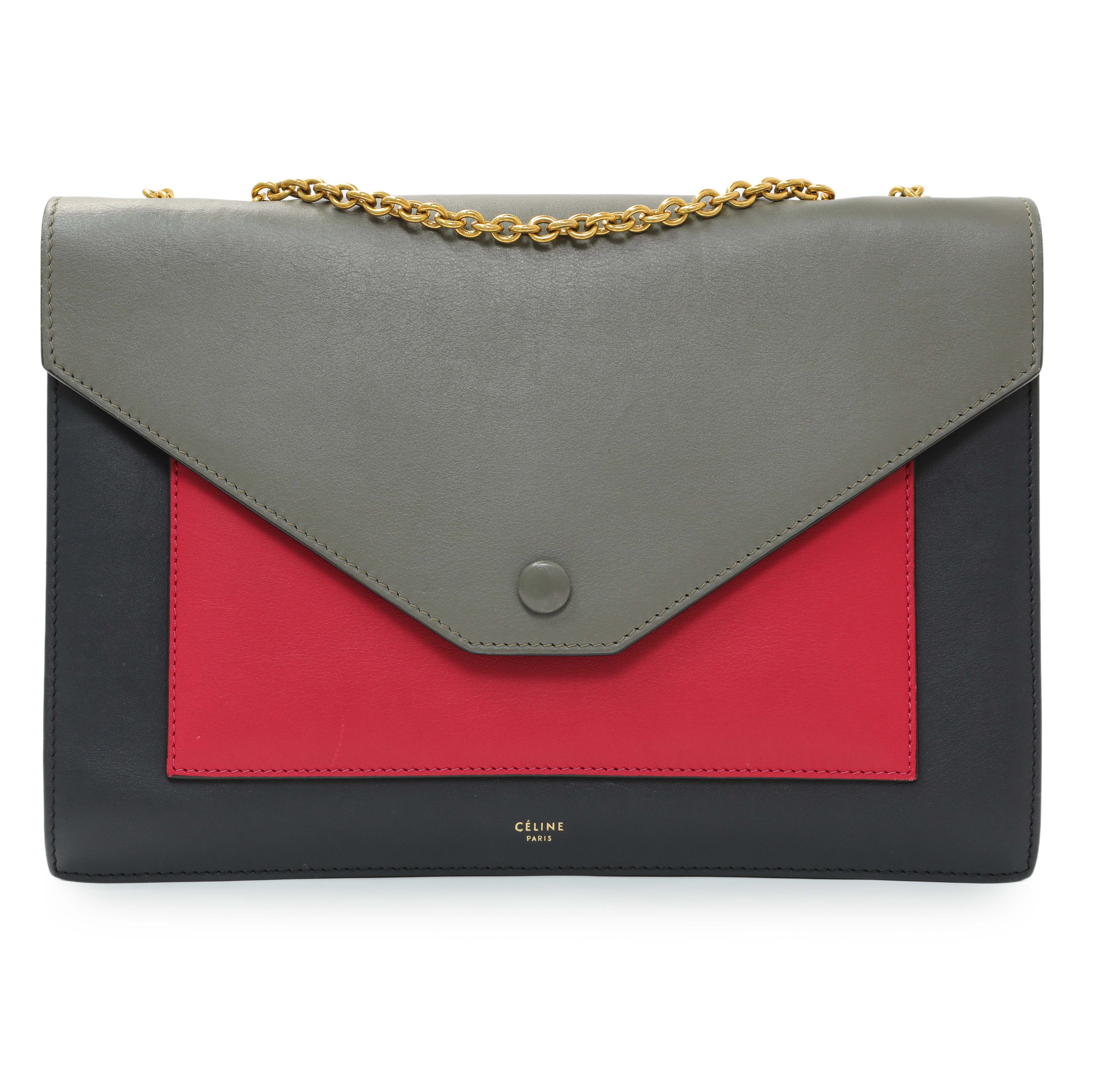 Celine Tricolor Calfskin Pocket Envelope Shoulder Bag