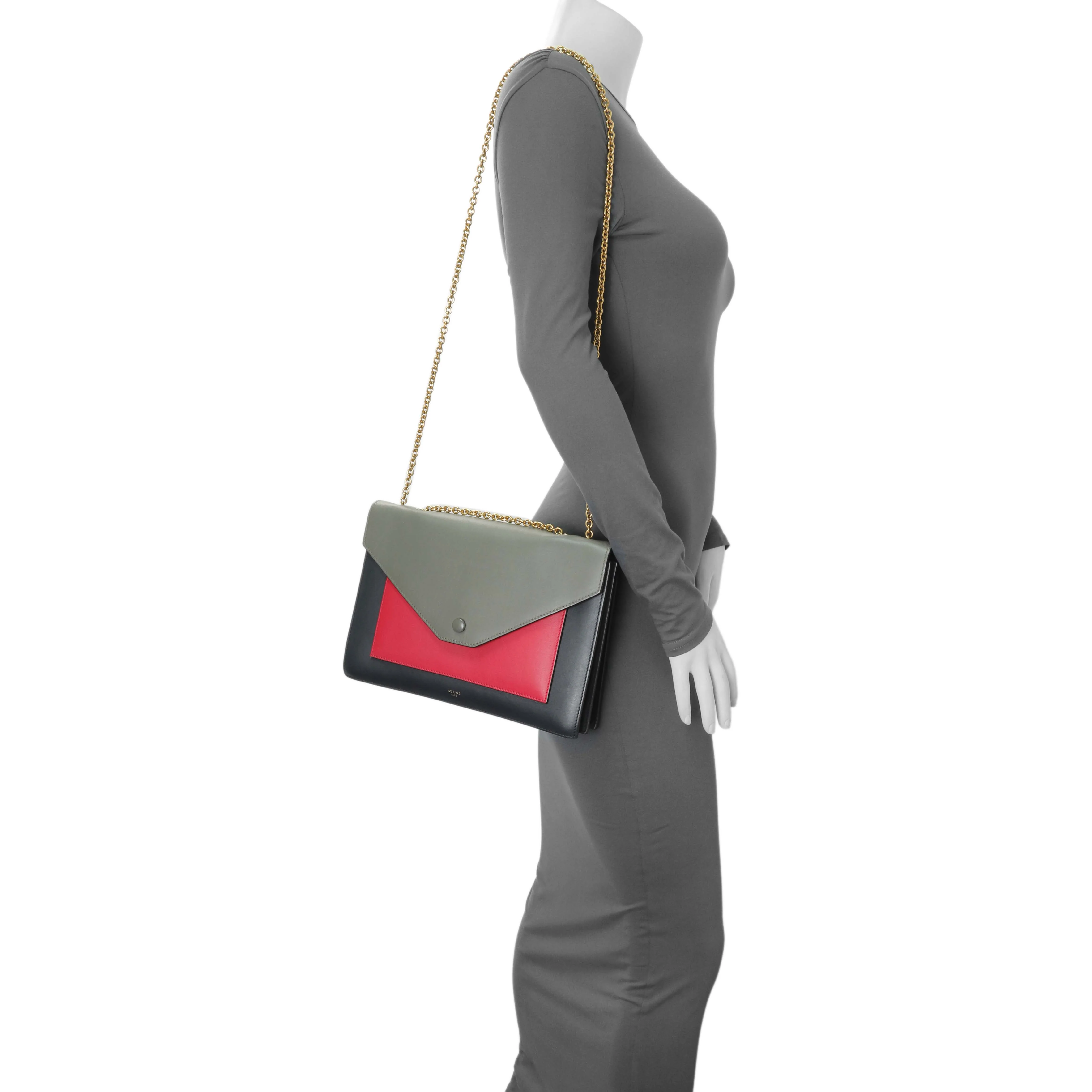 Celine Tricolor Calfskin Pocket Envelope Shoulder Bag - Image 12
