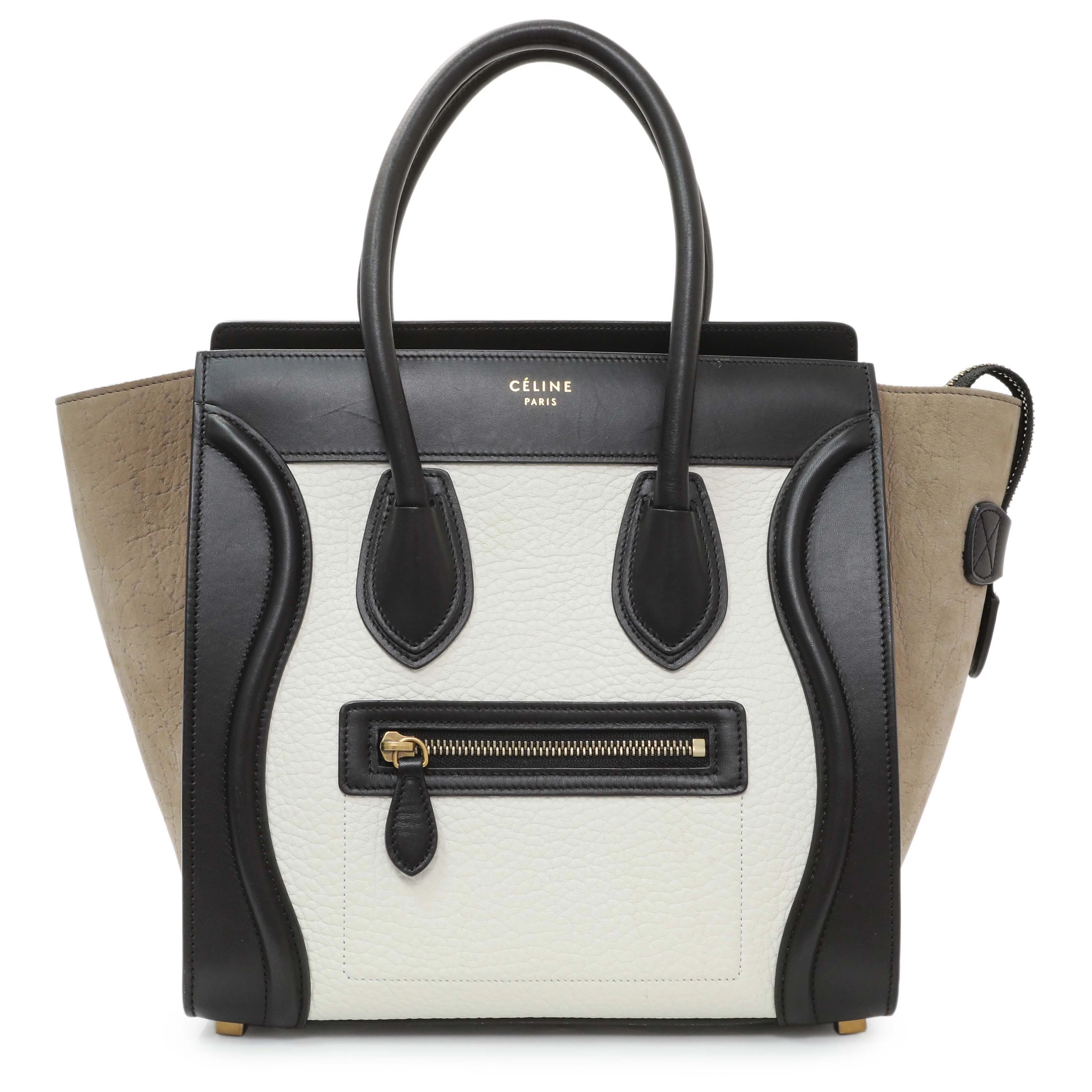 Celine Tricolor Calfskin Suede Micro Luggage Tote