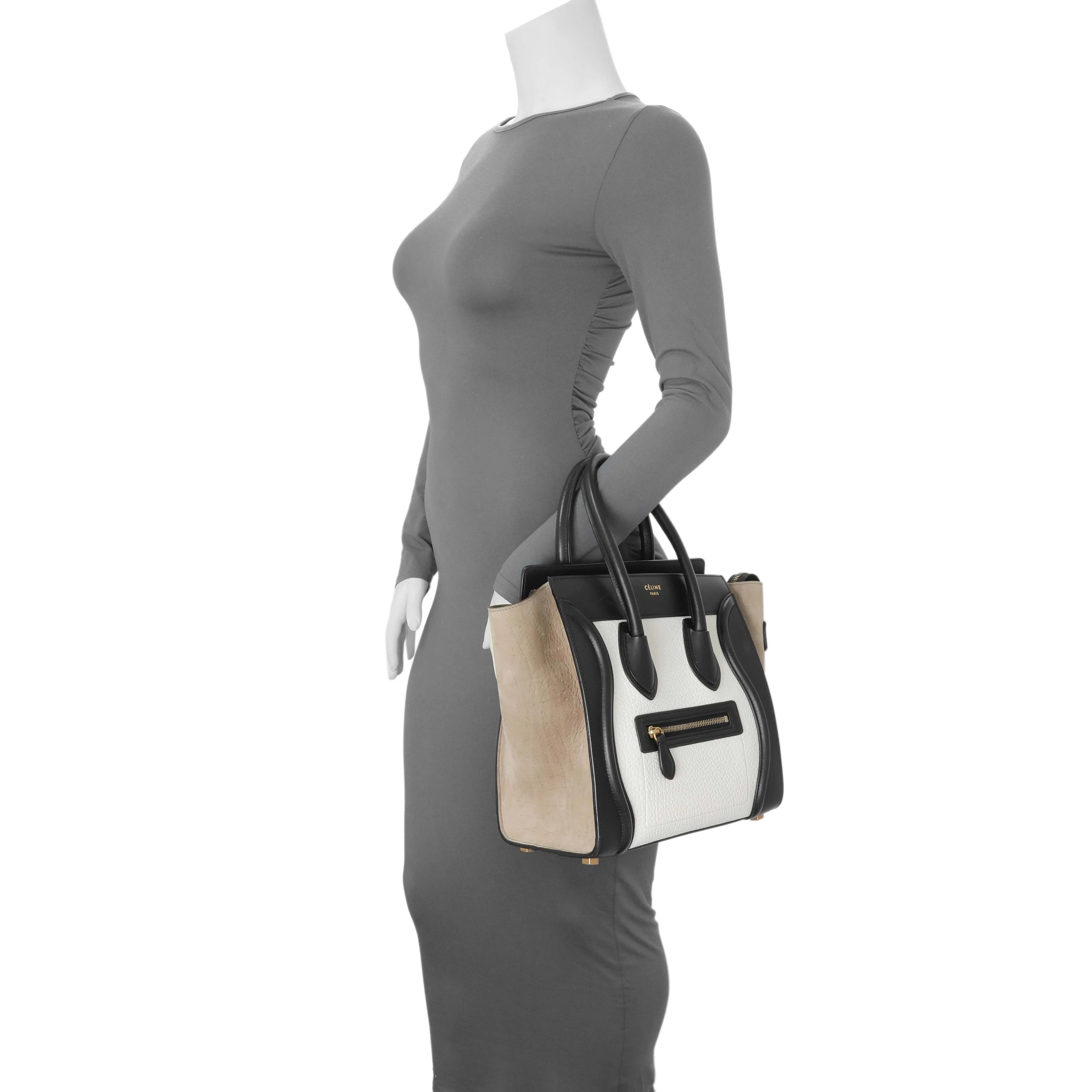 Celine Tricolor Calfskin Suede Micro Luggage Tote - Image 13