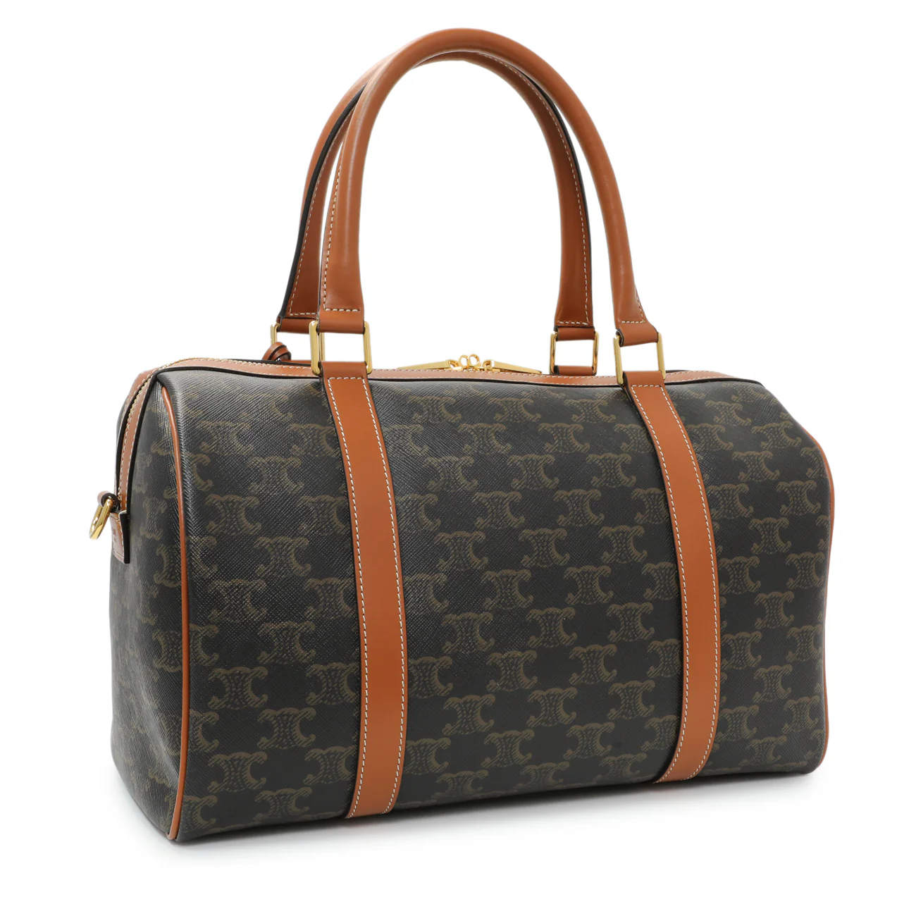 Celine Triomphe Canvas Calfskin Boston Bag - Image 2