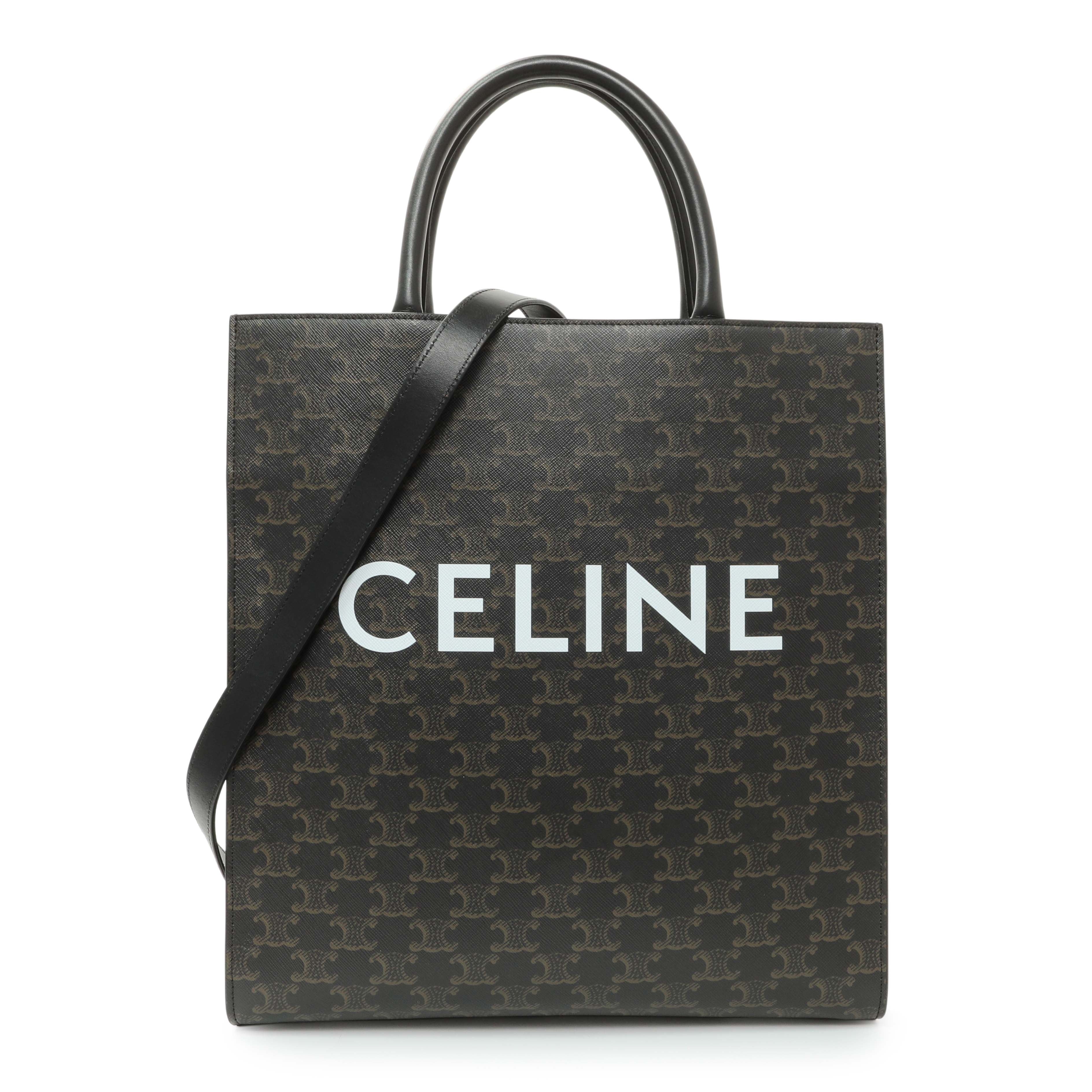 Celine Triomphe Canvas Calfskin Medium Vertical Cabas