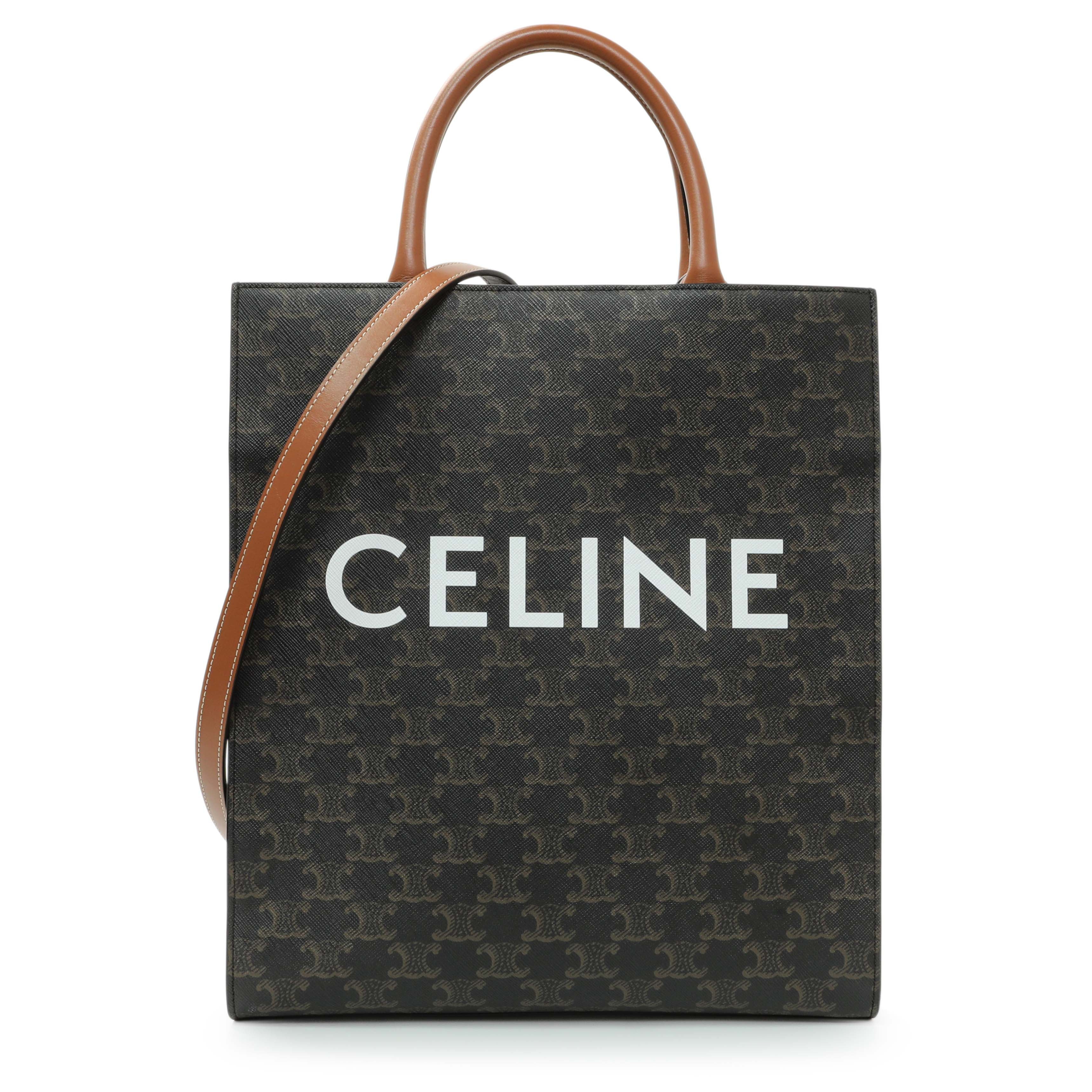 Celine Triomphe Canvas Calfskin Small Vertical Cabas