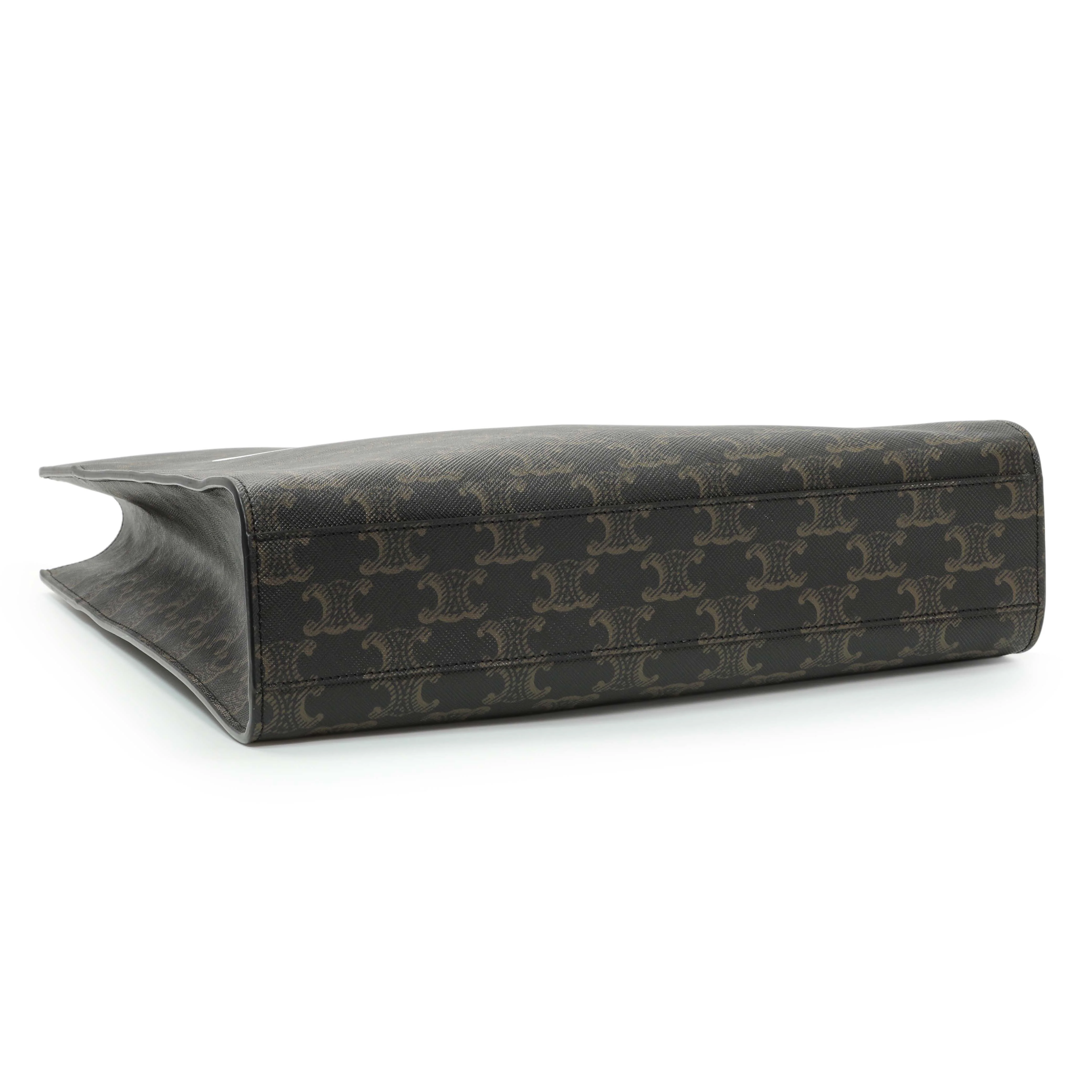 Celine Triomphe Canvas Calfskin Small Vertical Cabas - Image 3
