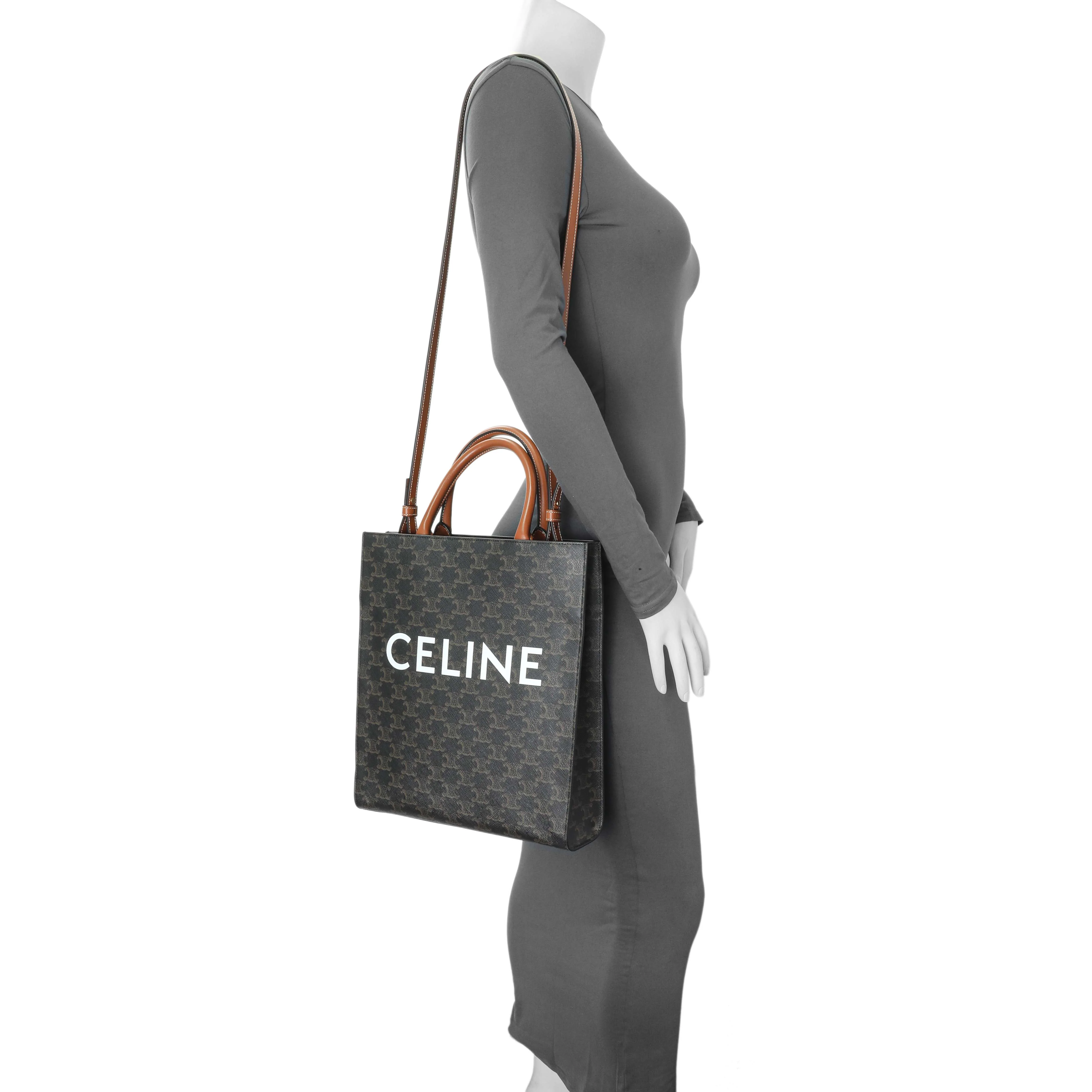 Celine Triomphe Canvas Calfskin Small Vertical Cabas - Image 7