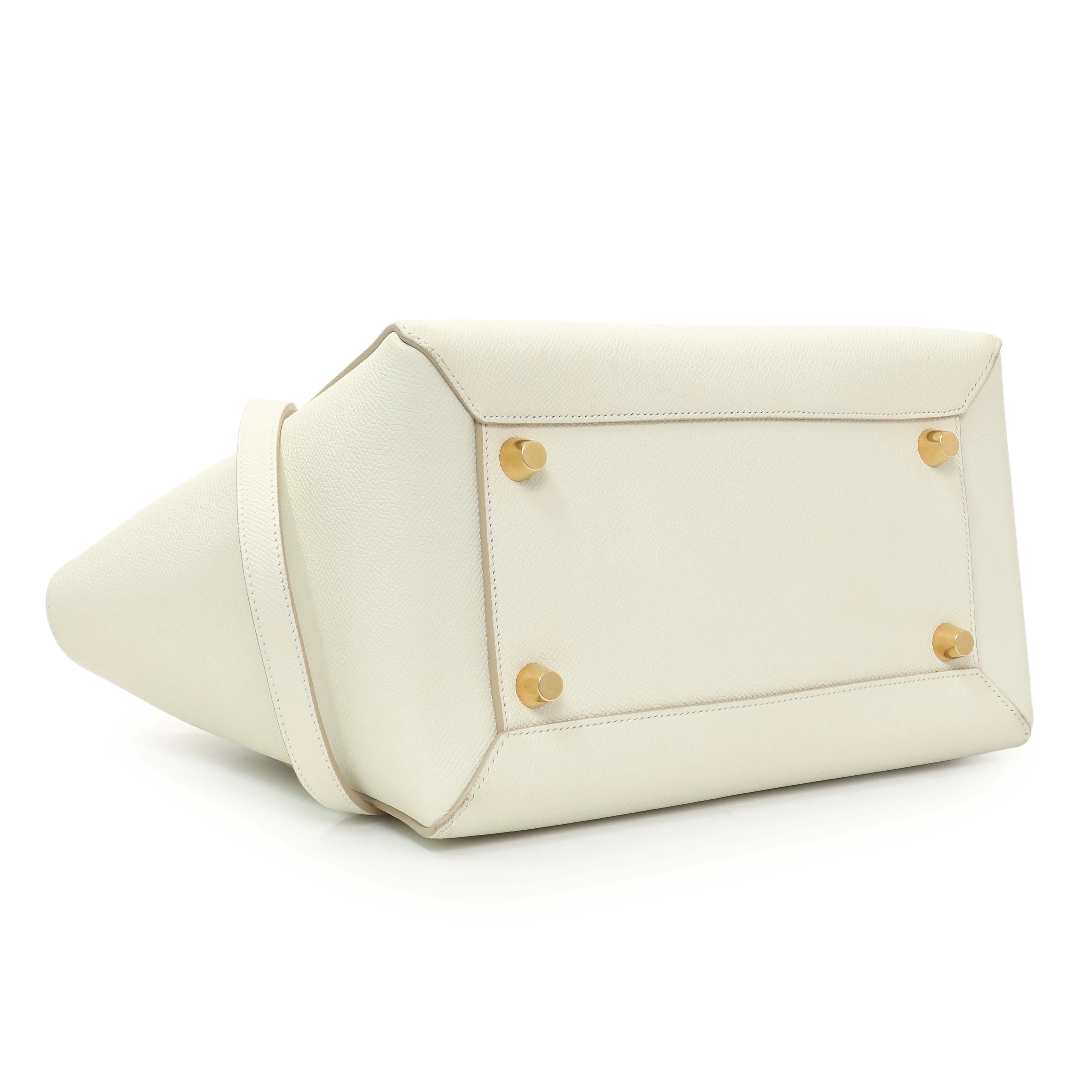 Celine White Grained Calfskin Mini Belt Bag - Image 3