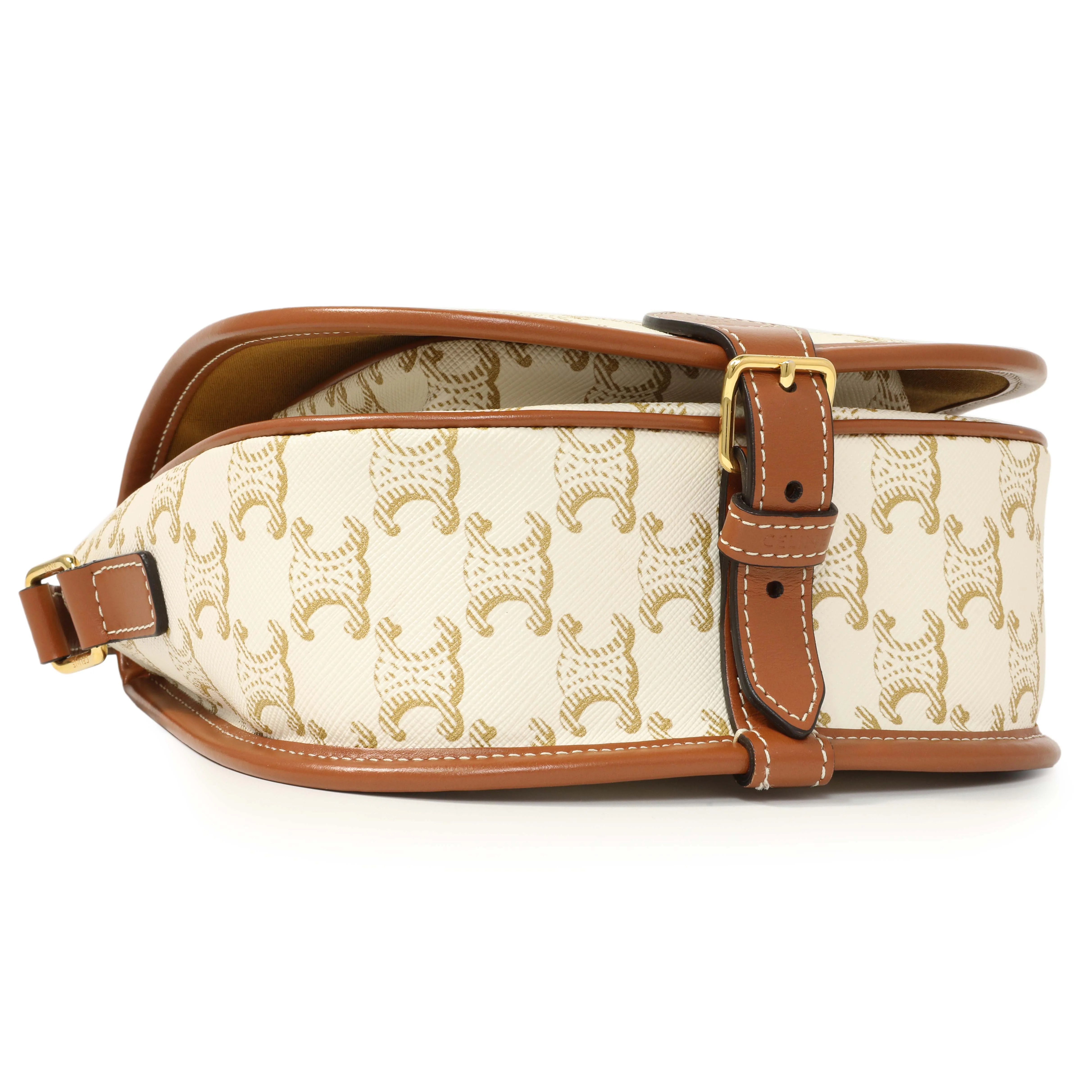 Celine White Triomphe Canvas Medium Falco Bag - Image 3