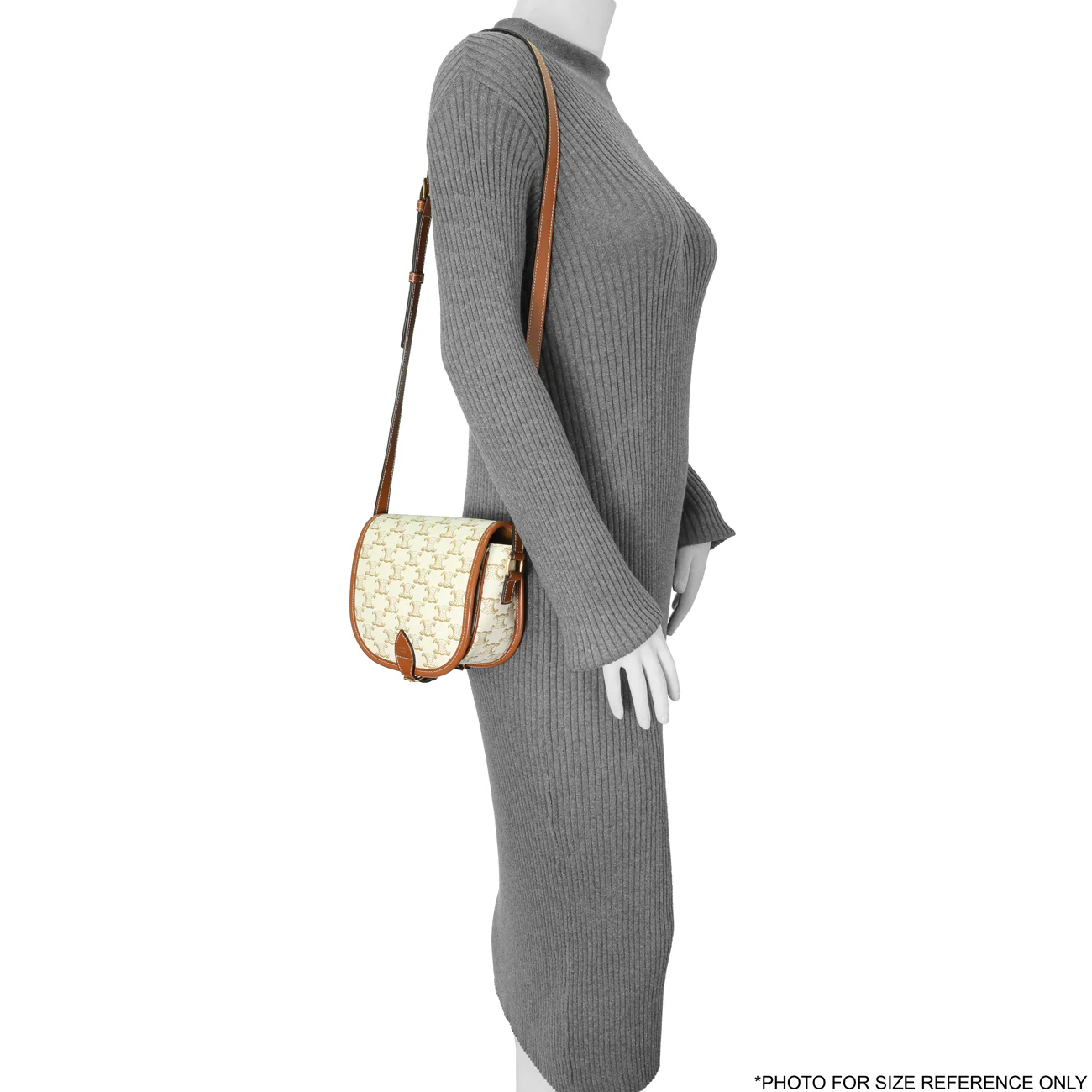 Celine White Triomphe Canvas Medium Falco Bag - Image 6