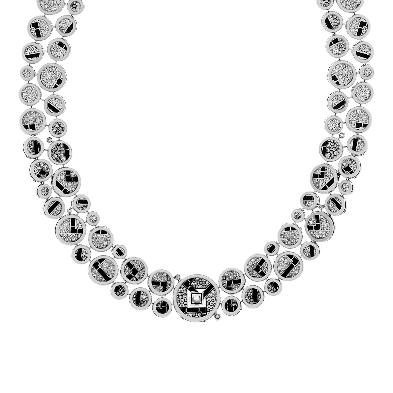 Chanel 18K White Gold Diamond Onyx Cafe Society Bubbles Necklace - Image 2