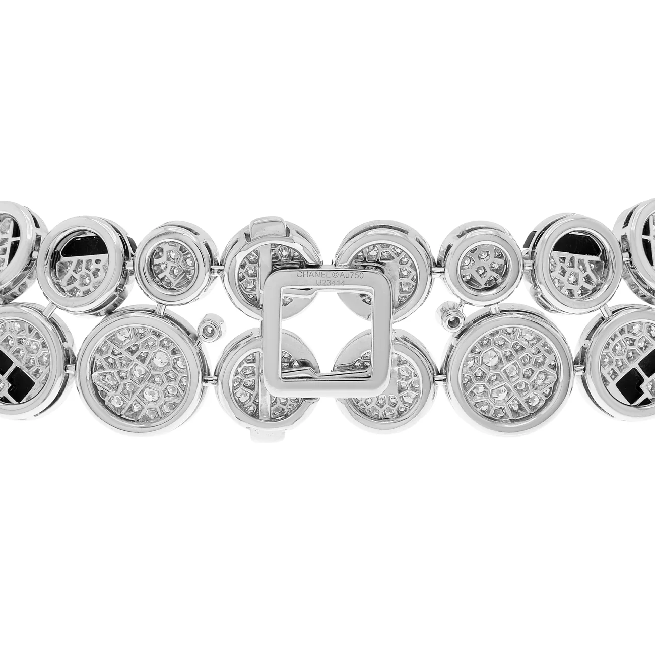 Chanel 18K White Gold Diamond Onyx Cafe Society Bubbles Necklace - Image 3