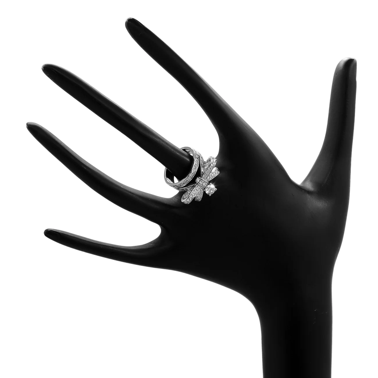 Chanel 18K White Gold Diamond Ruban Ring - Image 3