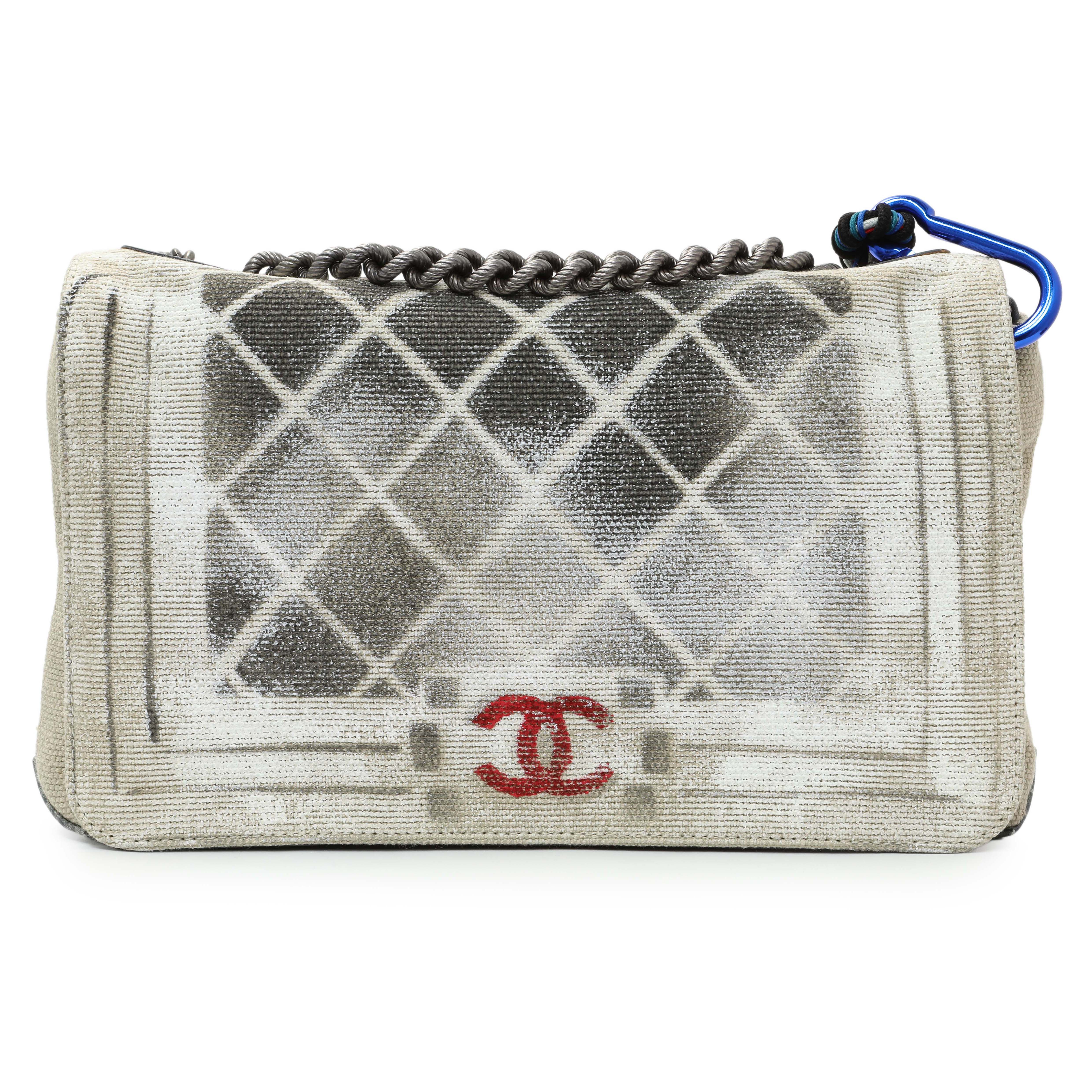 Chanel Beige Canvas Tromp L’Oeil Graffiti Oh My Boy Flap - Image 2
