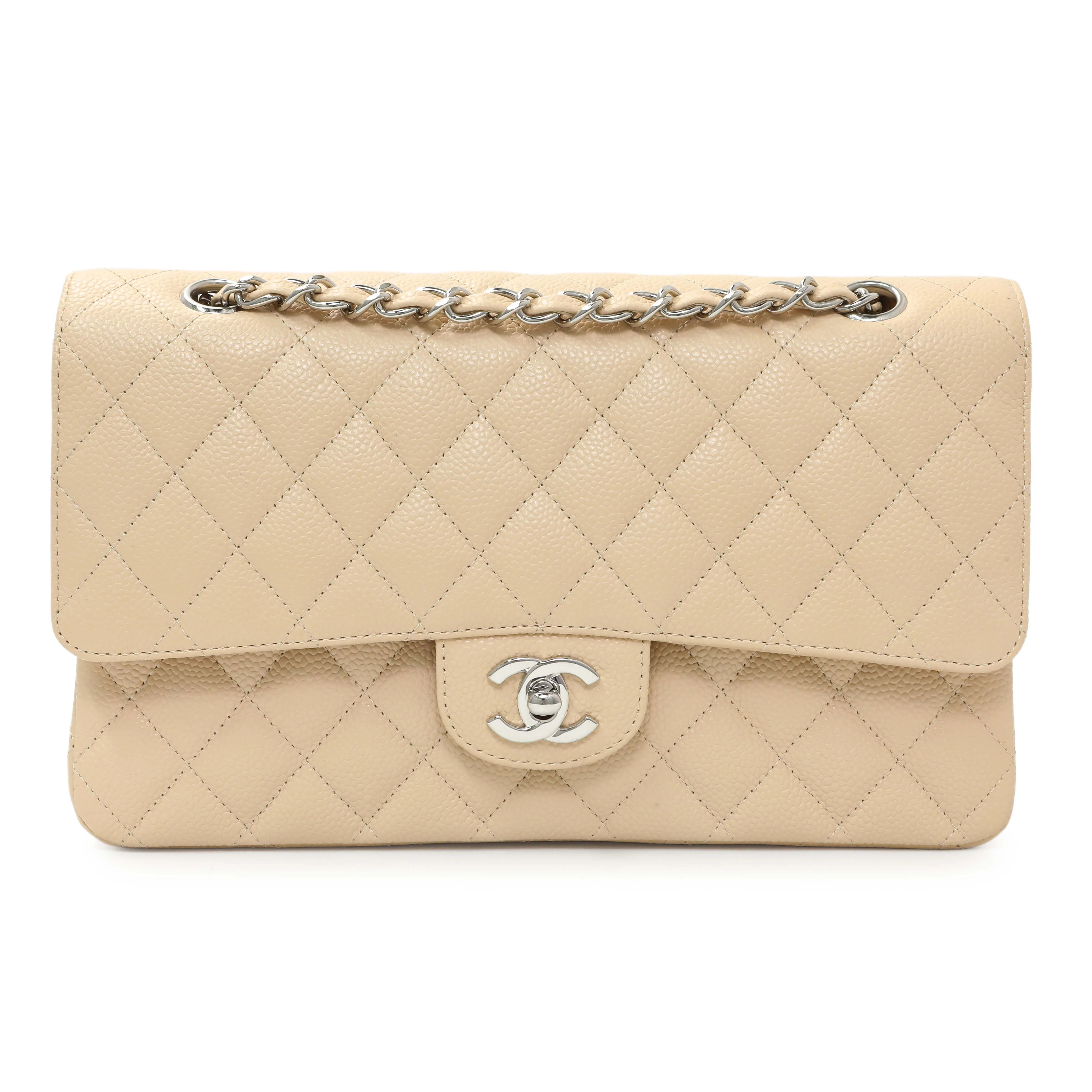 Chanel Beige Caviar Medium Classic Flap